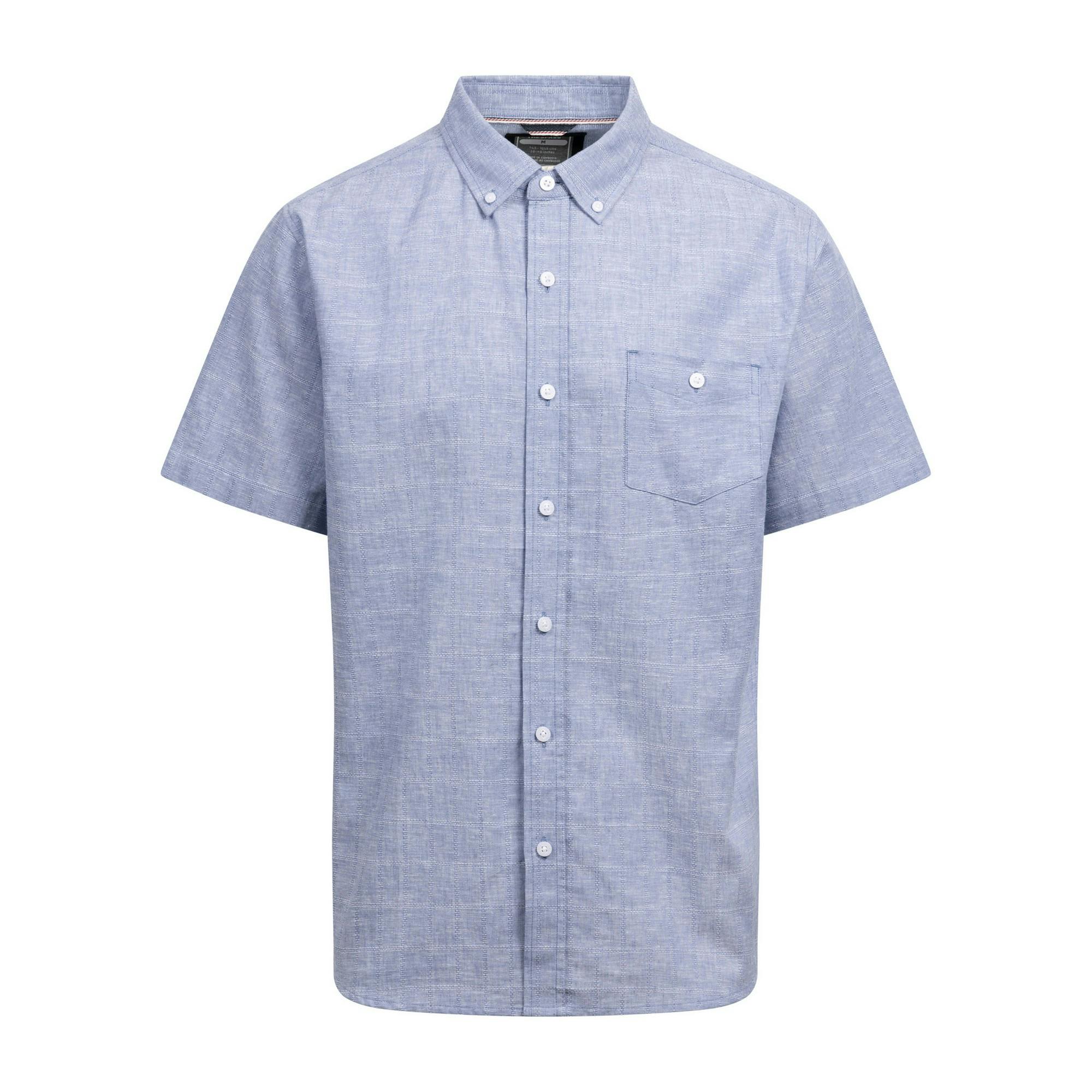 Trespass Men's Blue Lenard Short-Sleeved Shirt - Haze - L - Haze - 55% Linen/45% Cotton