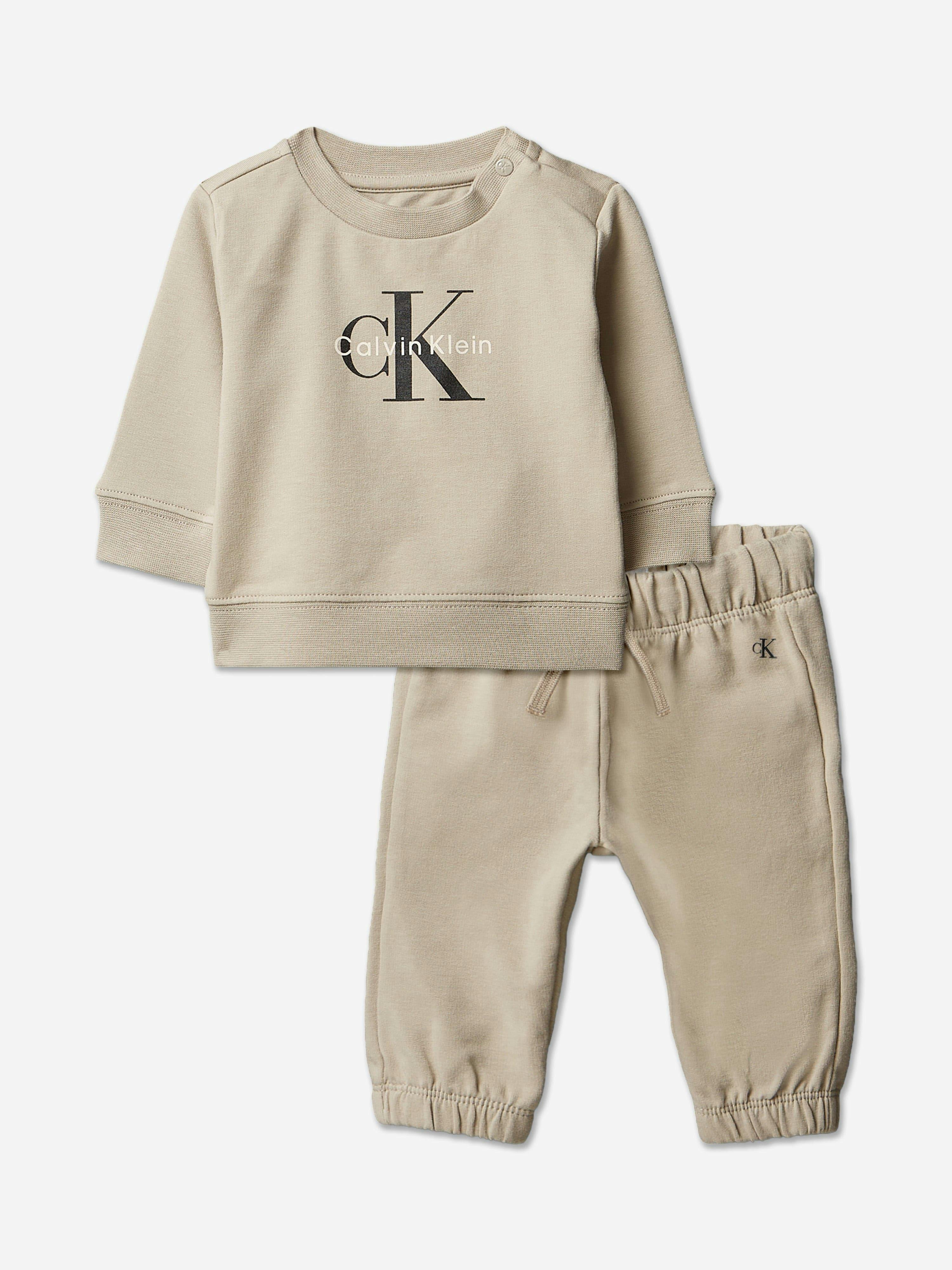 Calvin Klein Beige Baby Monogram Tracksuit Gift Set In - 12 Mths