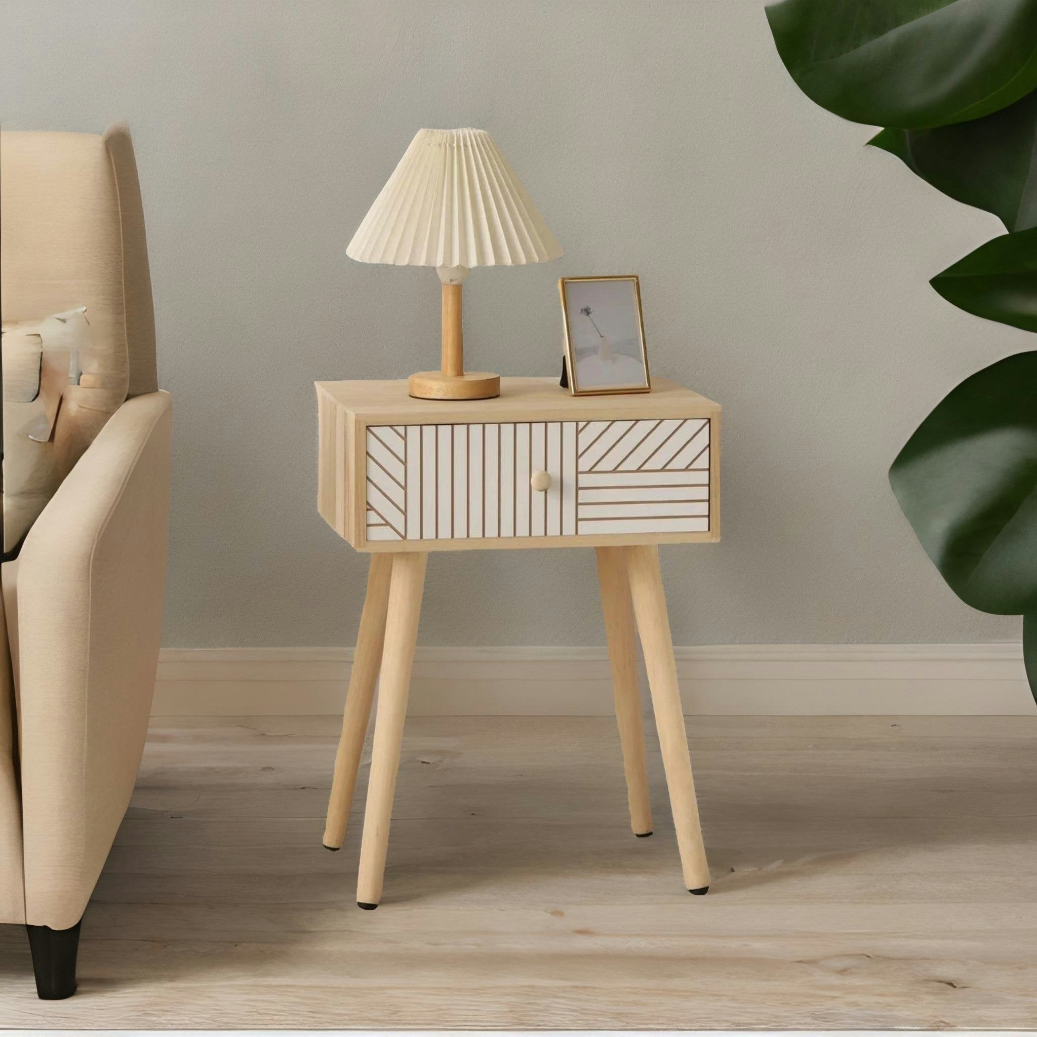 Rackhams Brown Natural Bedside Table With Drawer