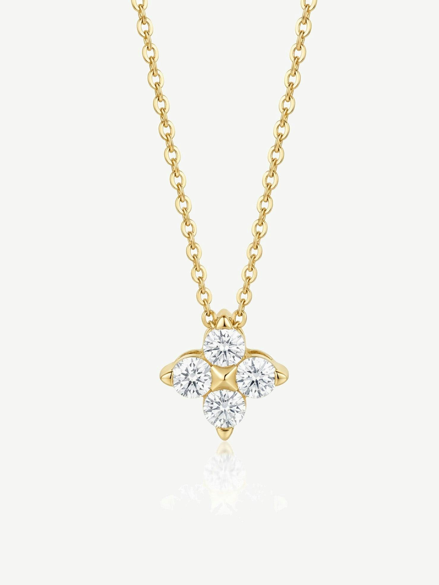 Muchv Gold/Silver Moissanite Flower Necklace In 18K Or