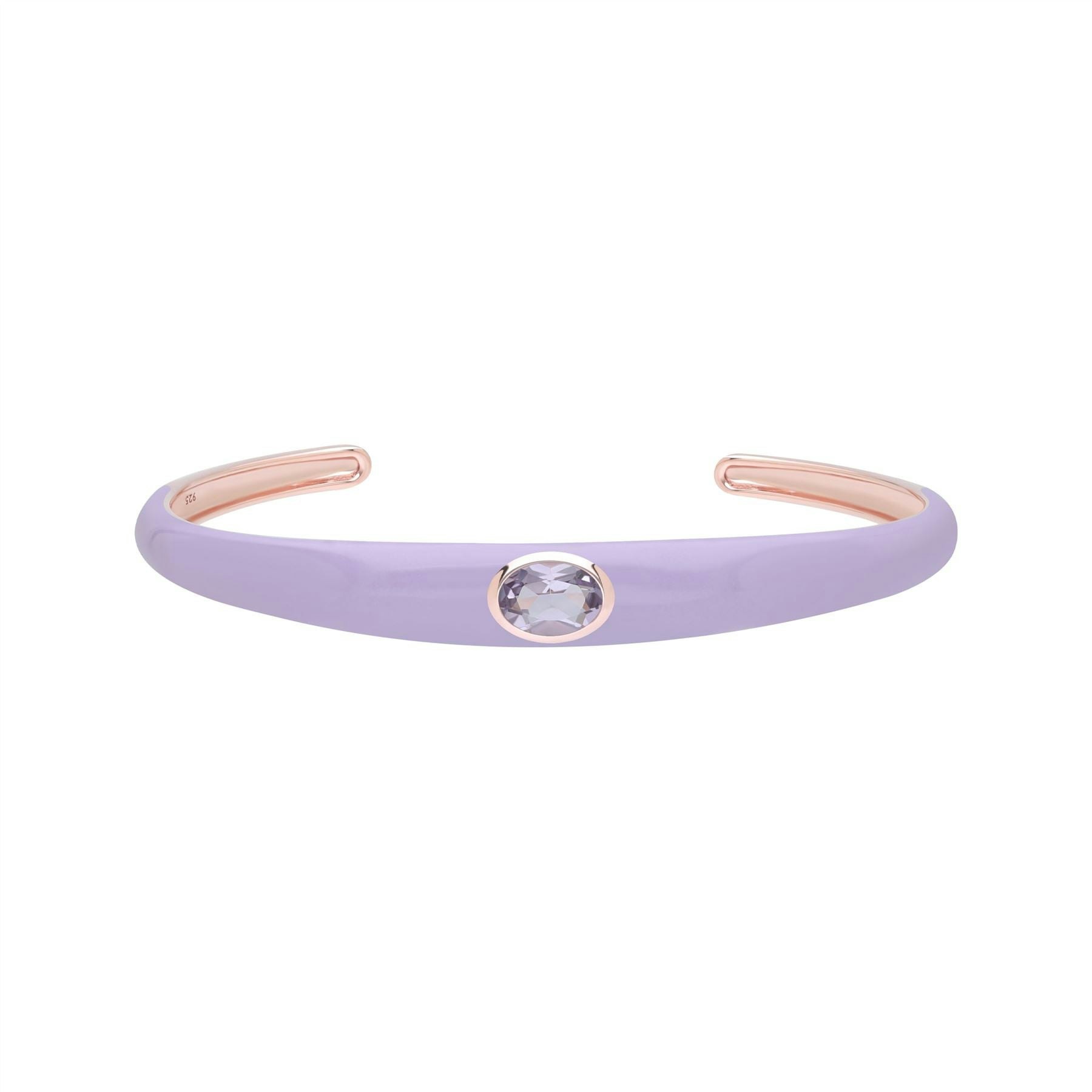Gemondo Gold Siberian Waltz Violet Enamel & Octagon Amethyst Bangle In Rose Vermeil
