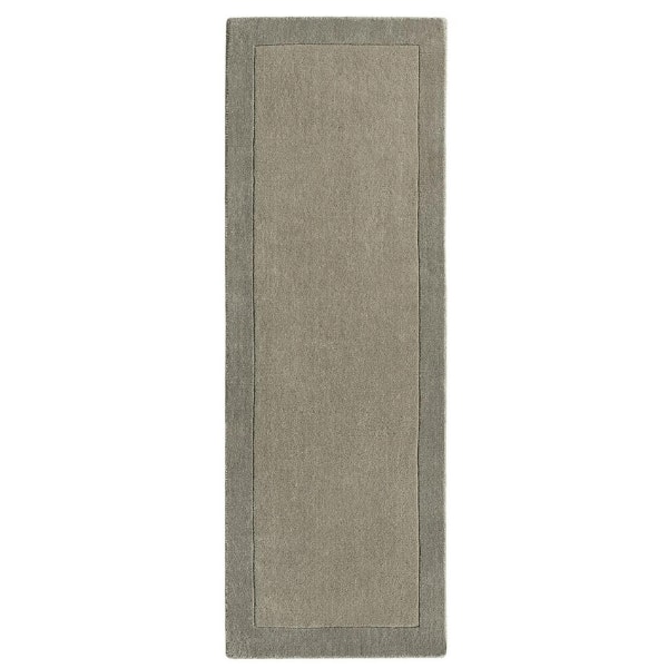 The Rugs Bordered Taupe Wool Rug - 67X200 Cm