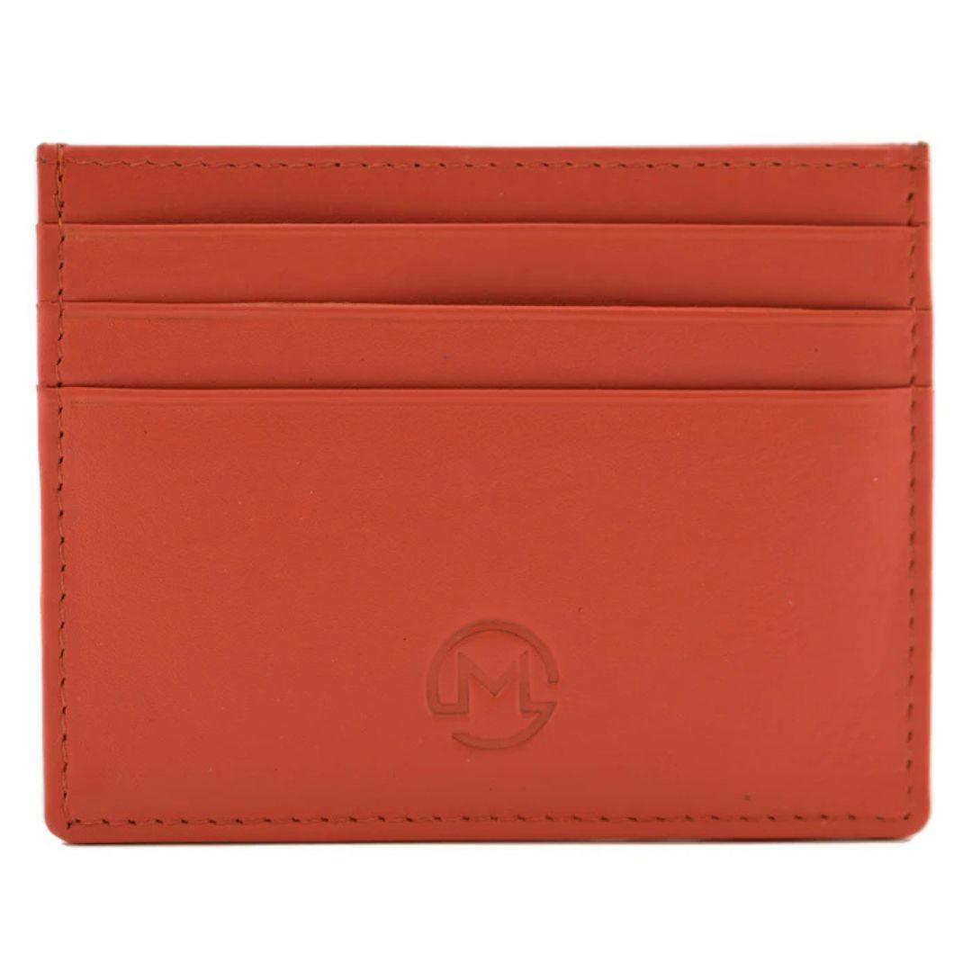 Mala Leather Orange Origin Plain Leather Card Holder With Zip Pocket