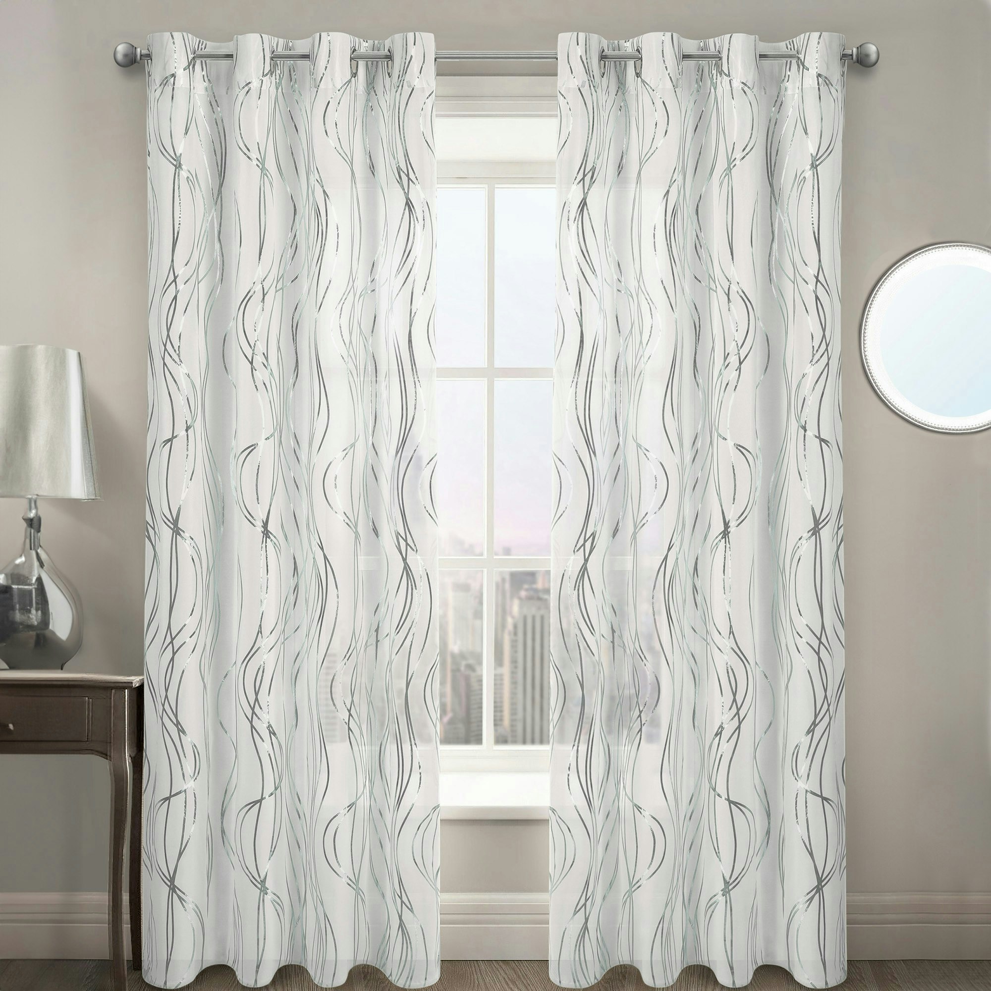 Rackhams Silver Swirls Eyelet Voile Panel - 150Cm X 122Cm