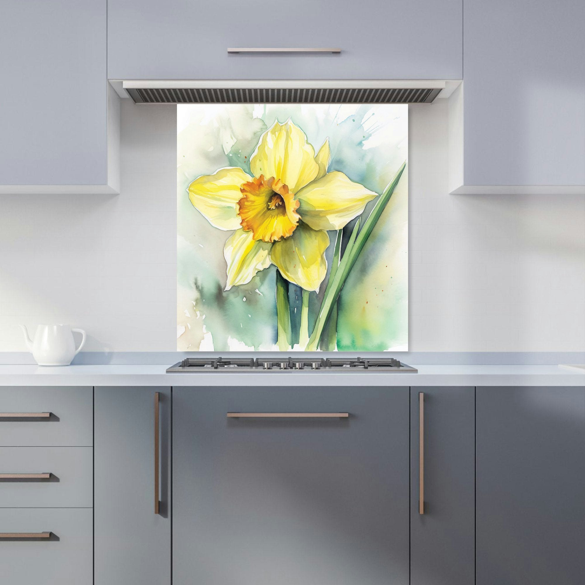 Warren Reed - Designer Watercolour Daffodil Kitchen Splashback - W700mm X H650mm