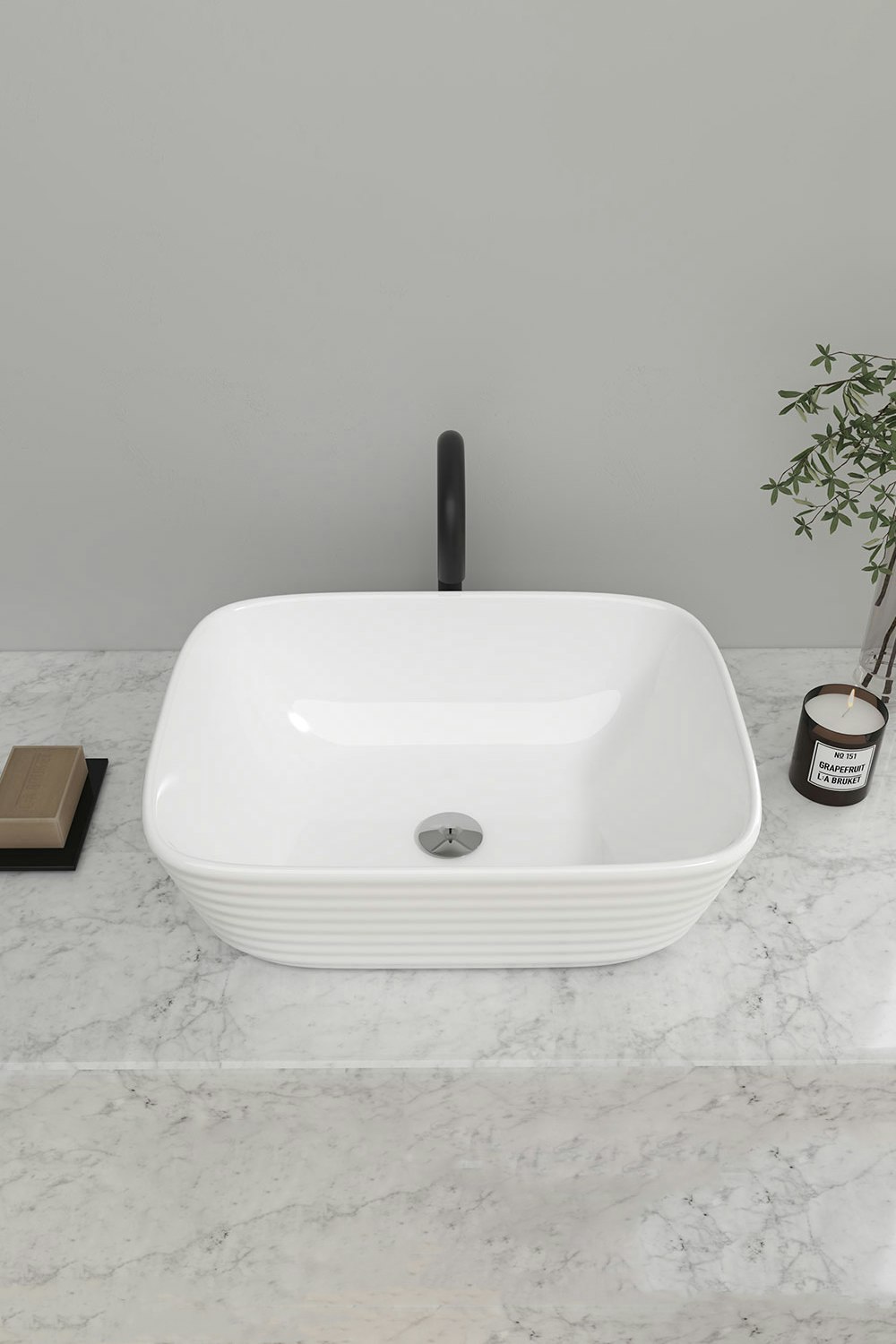 Rackhams White Square Countertop Bathroom Vessel Sink Bowl