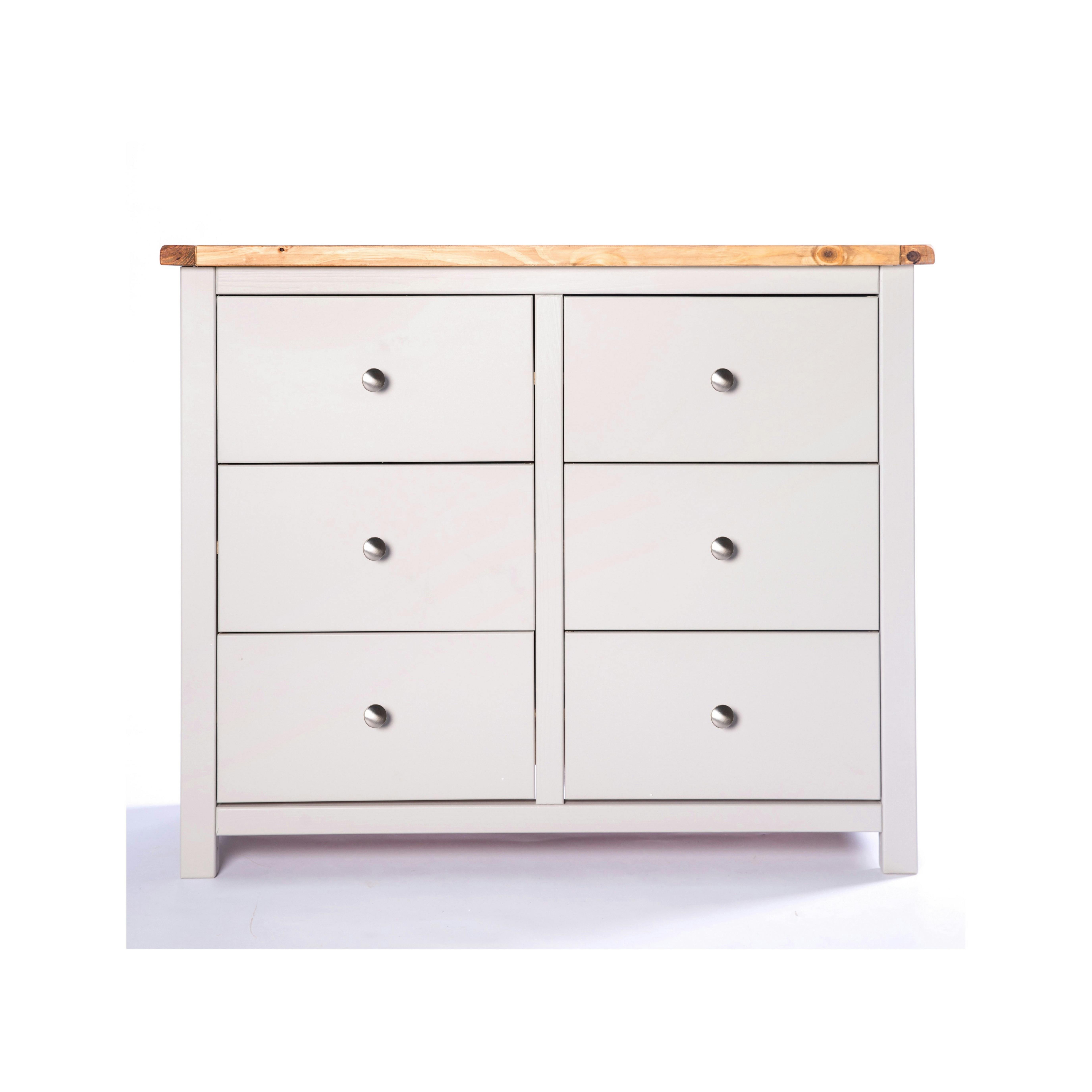 Rackhams Light/Grey Argenta 6 Drawer Chest Of Drawers Chrome Knob