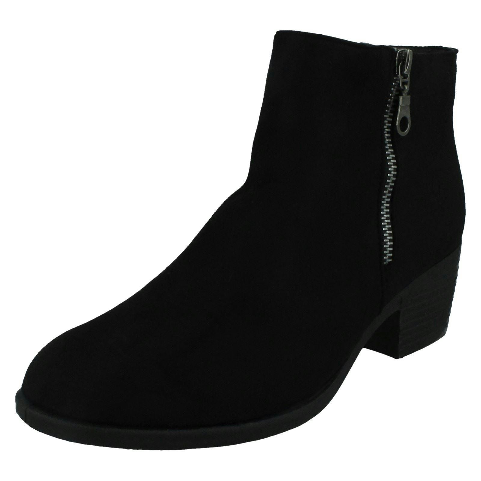Spot On Women's Black Mid Heel Ankle Boots F51168 - Uk 7