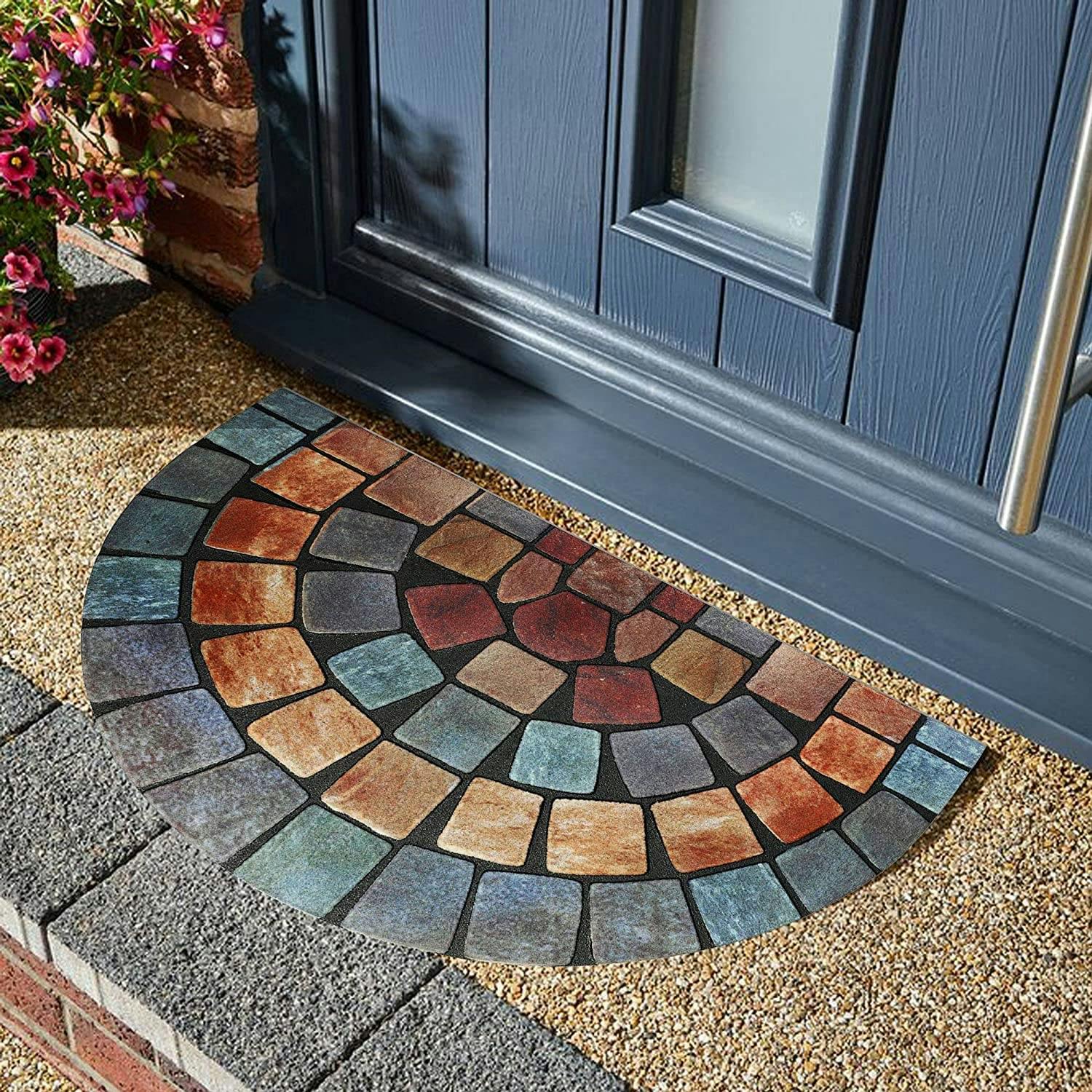 Nicoman Blue Halfmoon Tile Barrier Doormat - Edge