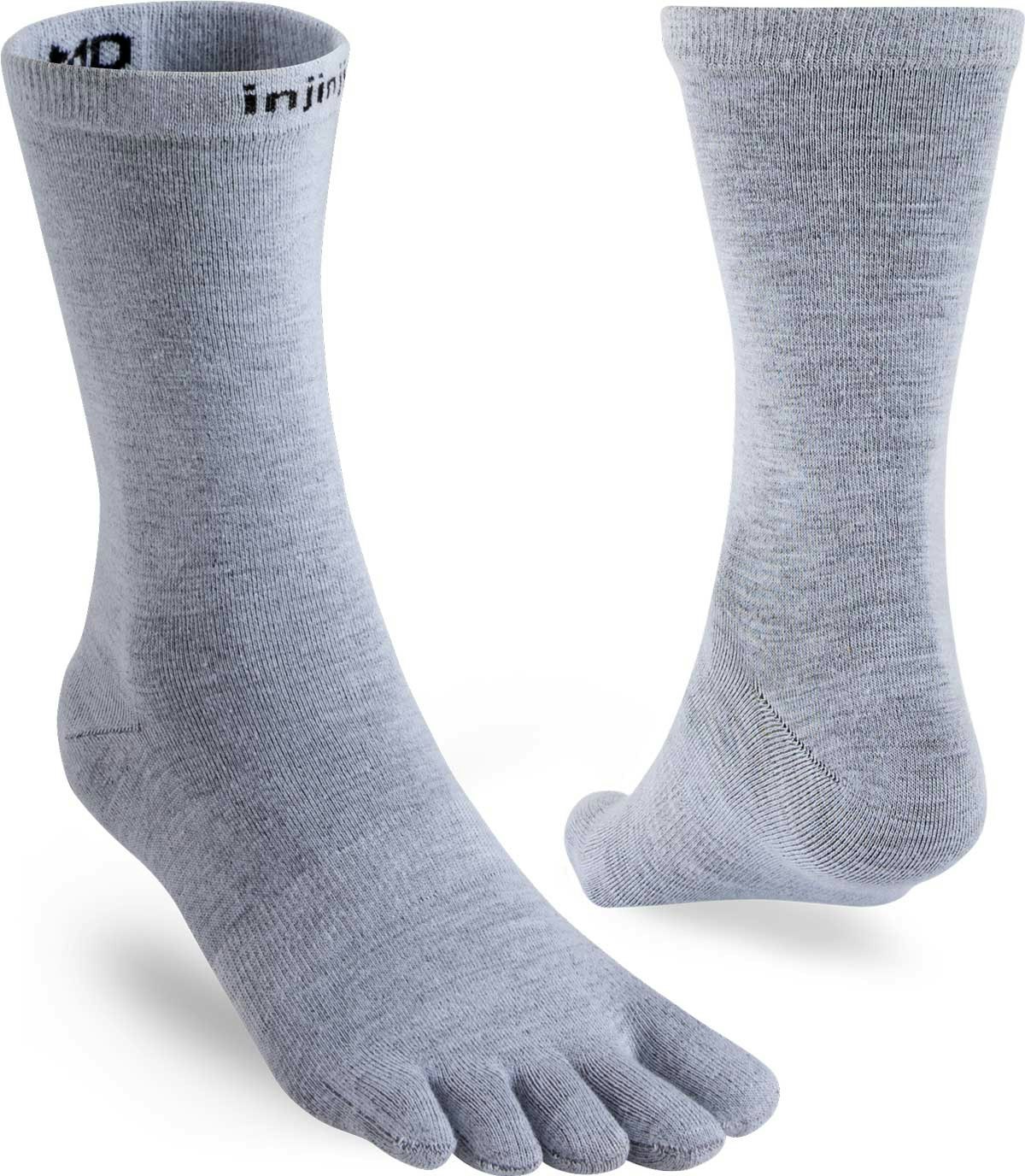 Injinji Unisex Grey Ultra-Lightweight Crew Liner Toe Socks (Inj-Lw-Lin) - Small
