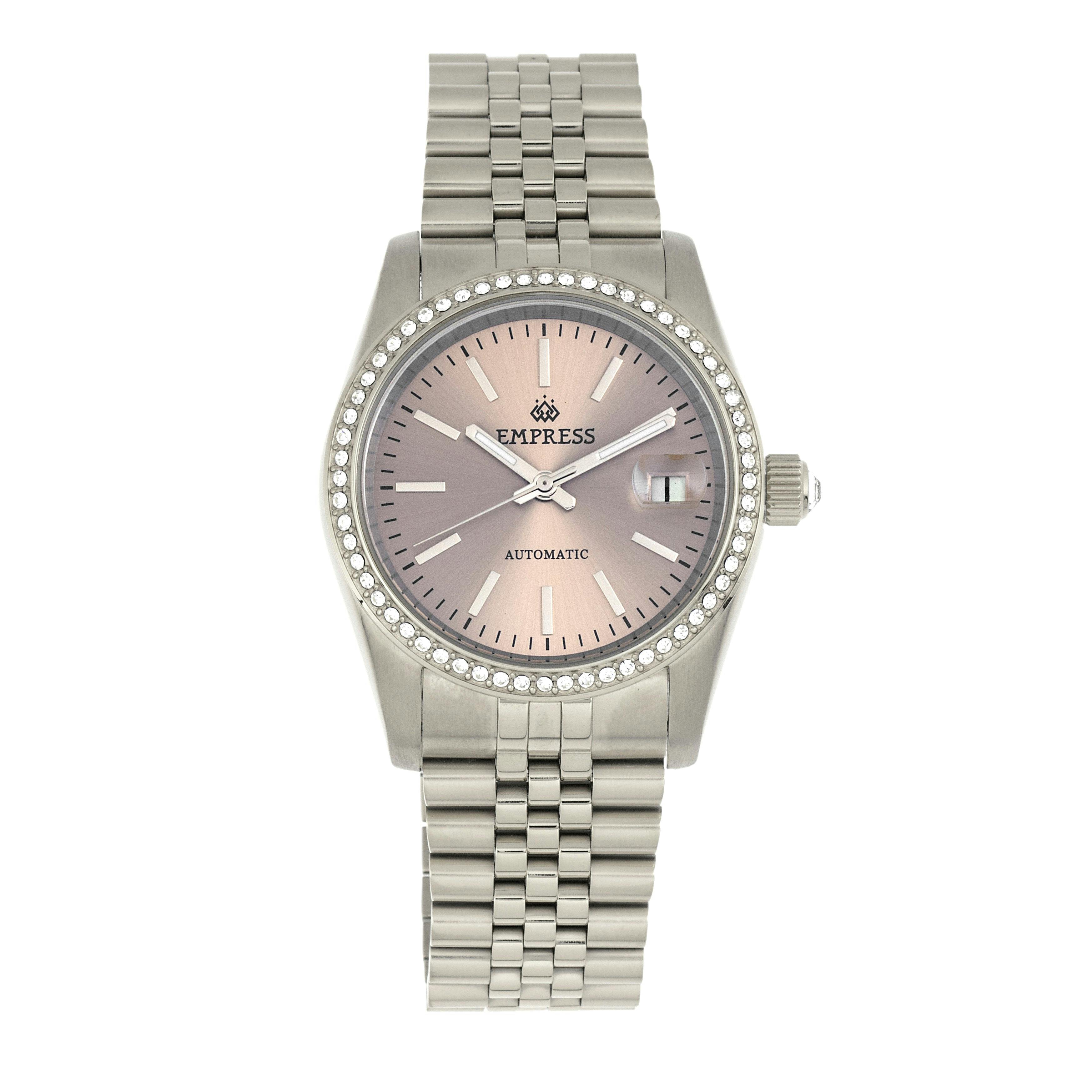 Empress Silver Constance Automatic Bracelet Watch W/Date - /Pewter