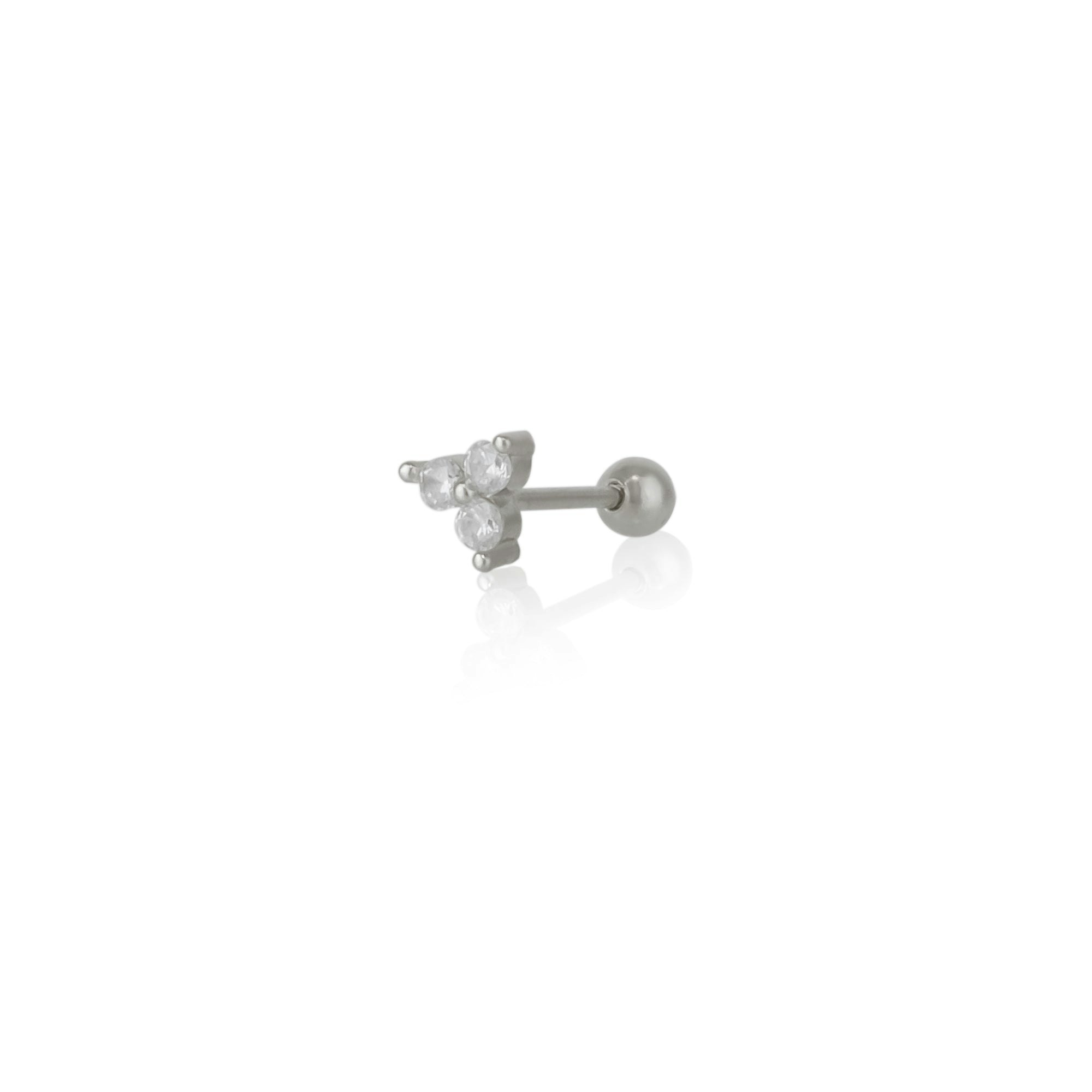 Spero London Silver Sterling Trilogy Piercing Stud Earring