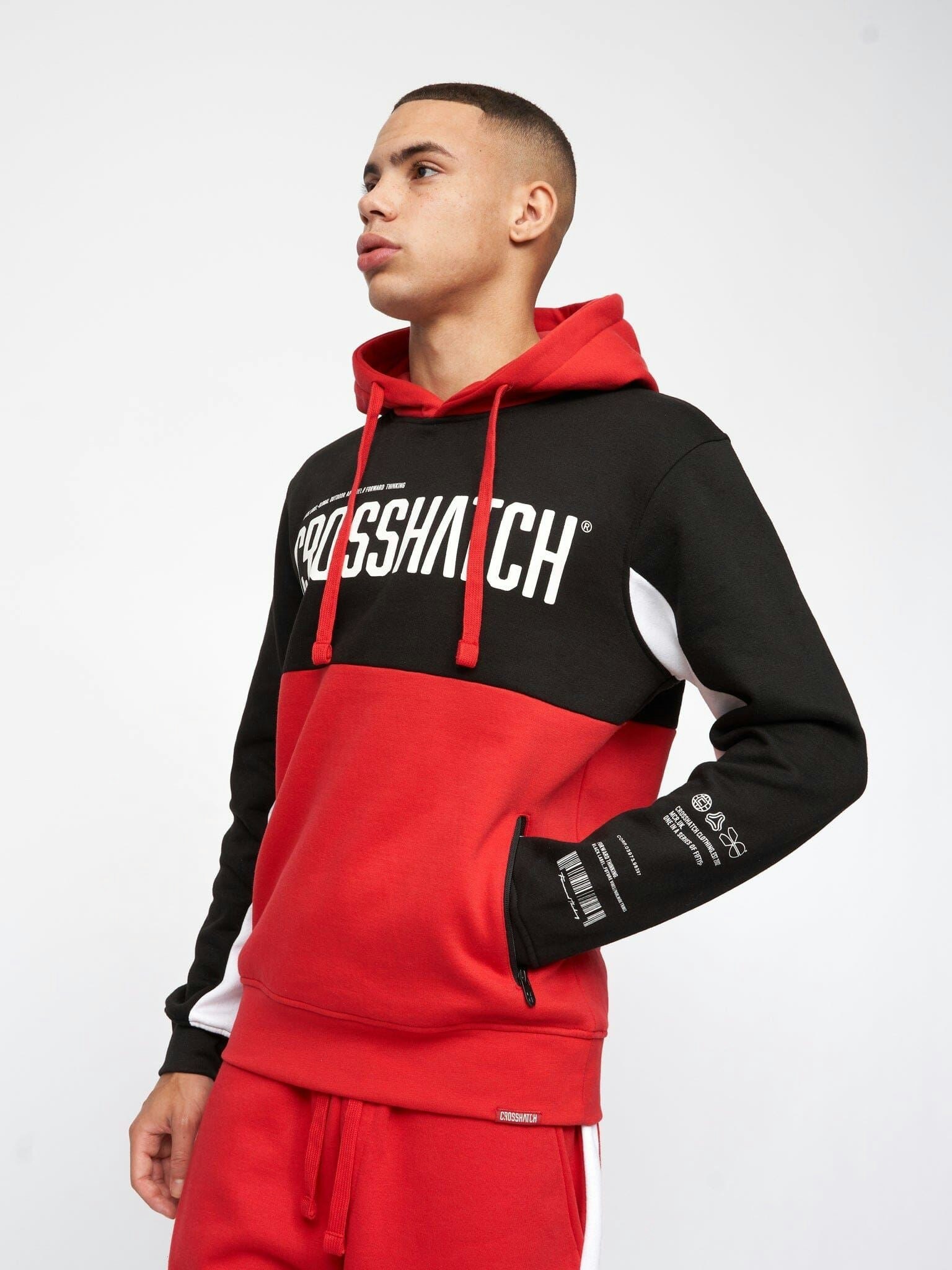 Crosshatch Black/Red Compounds Hoodie - Small