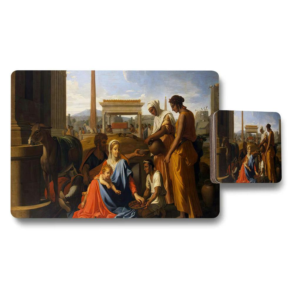 Benjamin Tate Design Religious Nativity Theme Placemat Coaster Set Artwork
