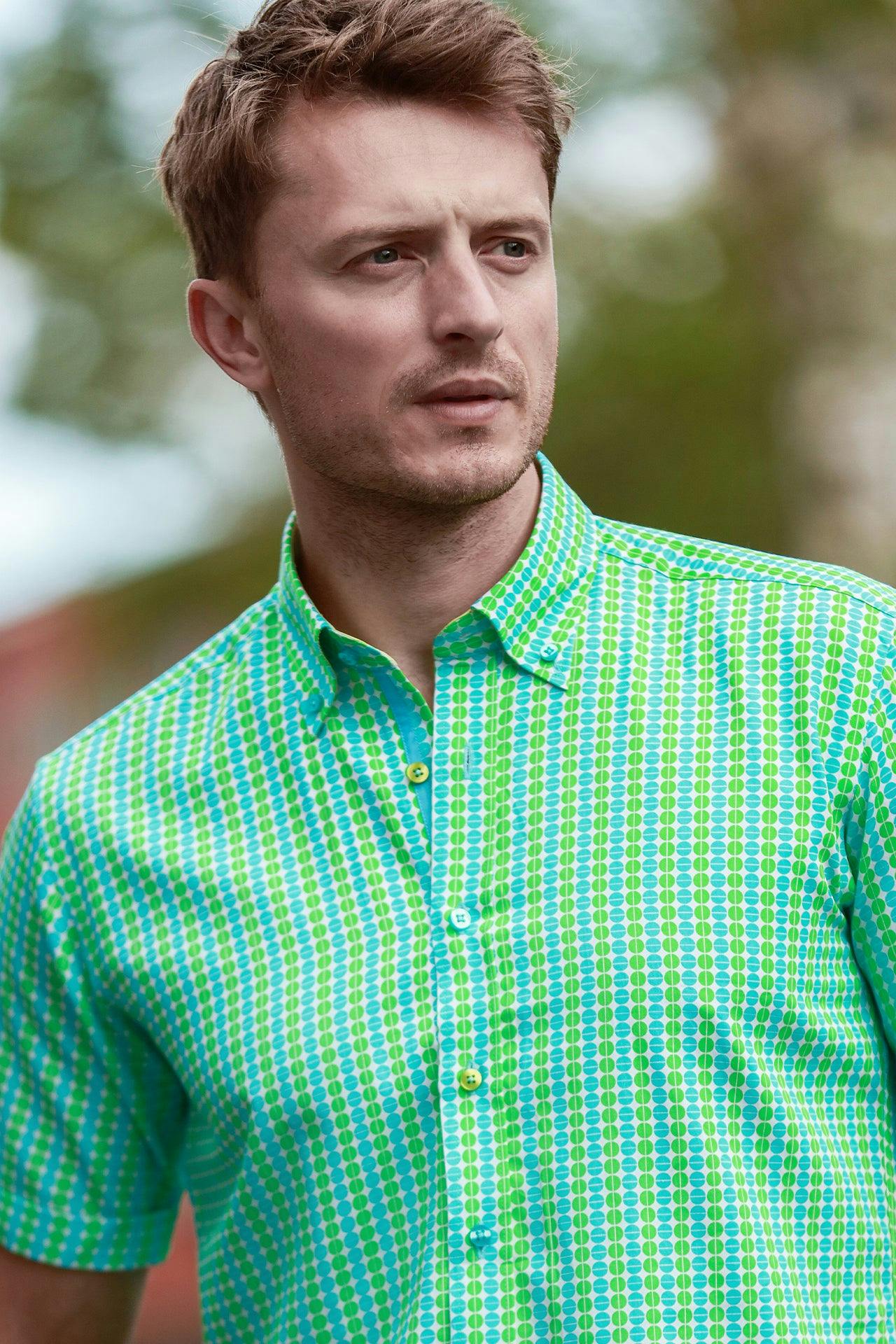 Claudio Lugli White Pixel Check Short Sleeve Shirt - Image 3