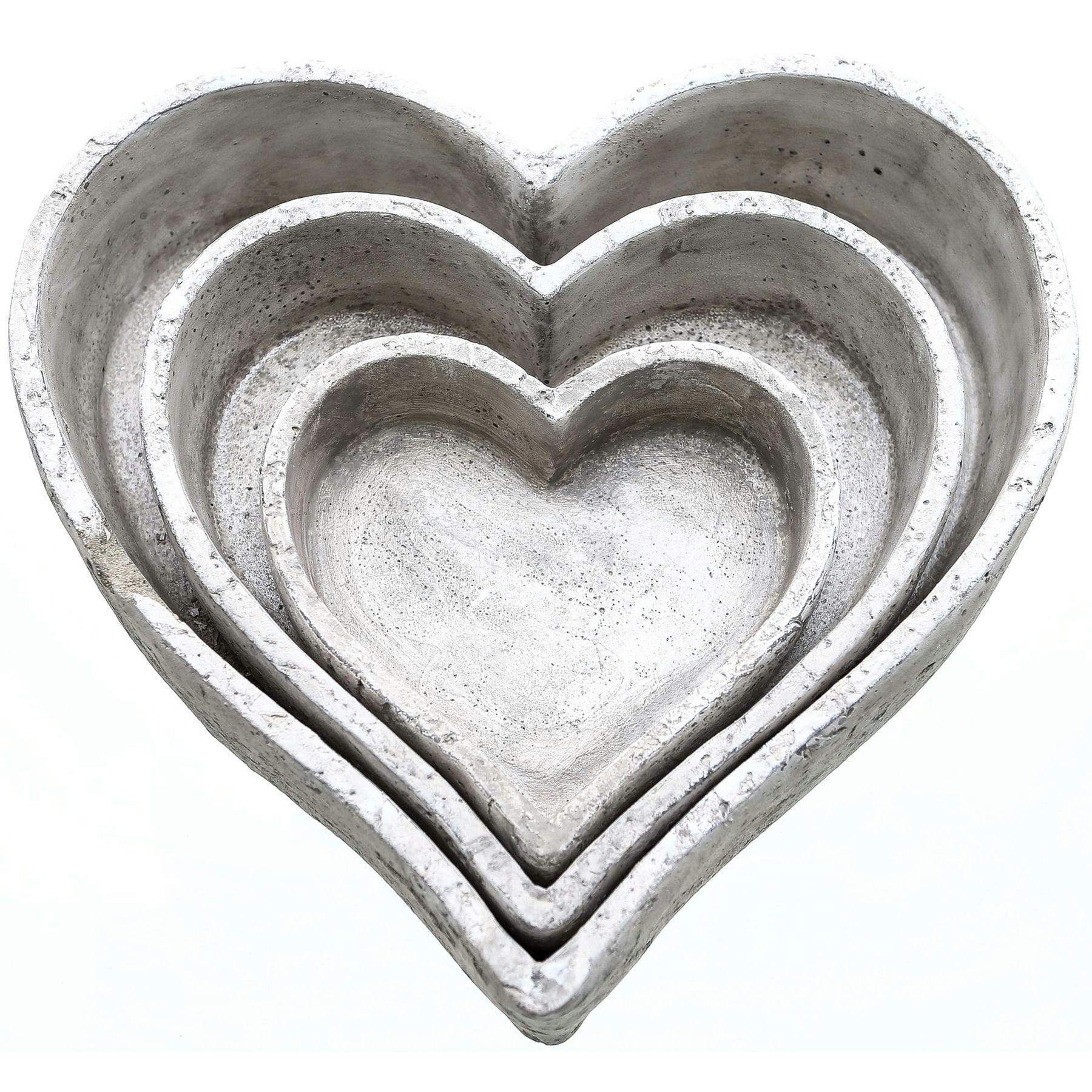 Rackhams Heart Decorative Dish (Pack Of 3) - Stone - One Size - Stone - 100% Mixed