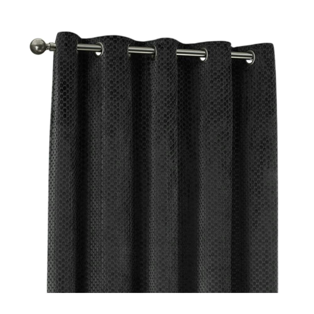 Furn Light/Dark Neptune Velvet Eyelet Curtains - Charcoal - 117Cm X 183Cm - Charcoal - 100% Polyester