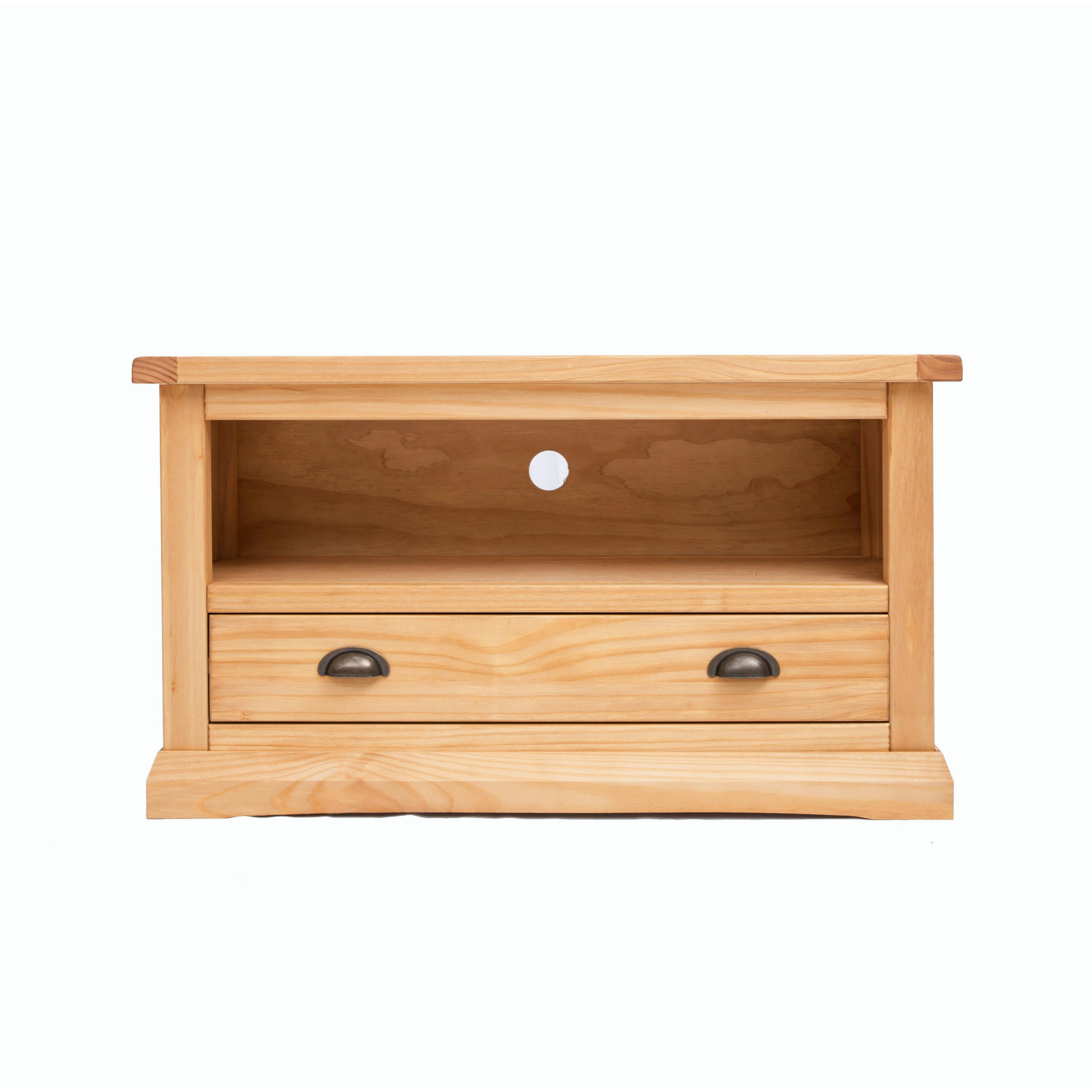 Cabinet Bits Light/Brown Lucca Waxed 1 Drawer Tv Cabinet Brass Cup Handle