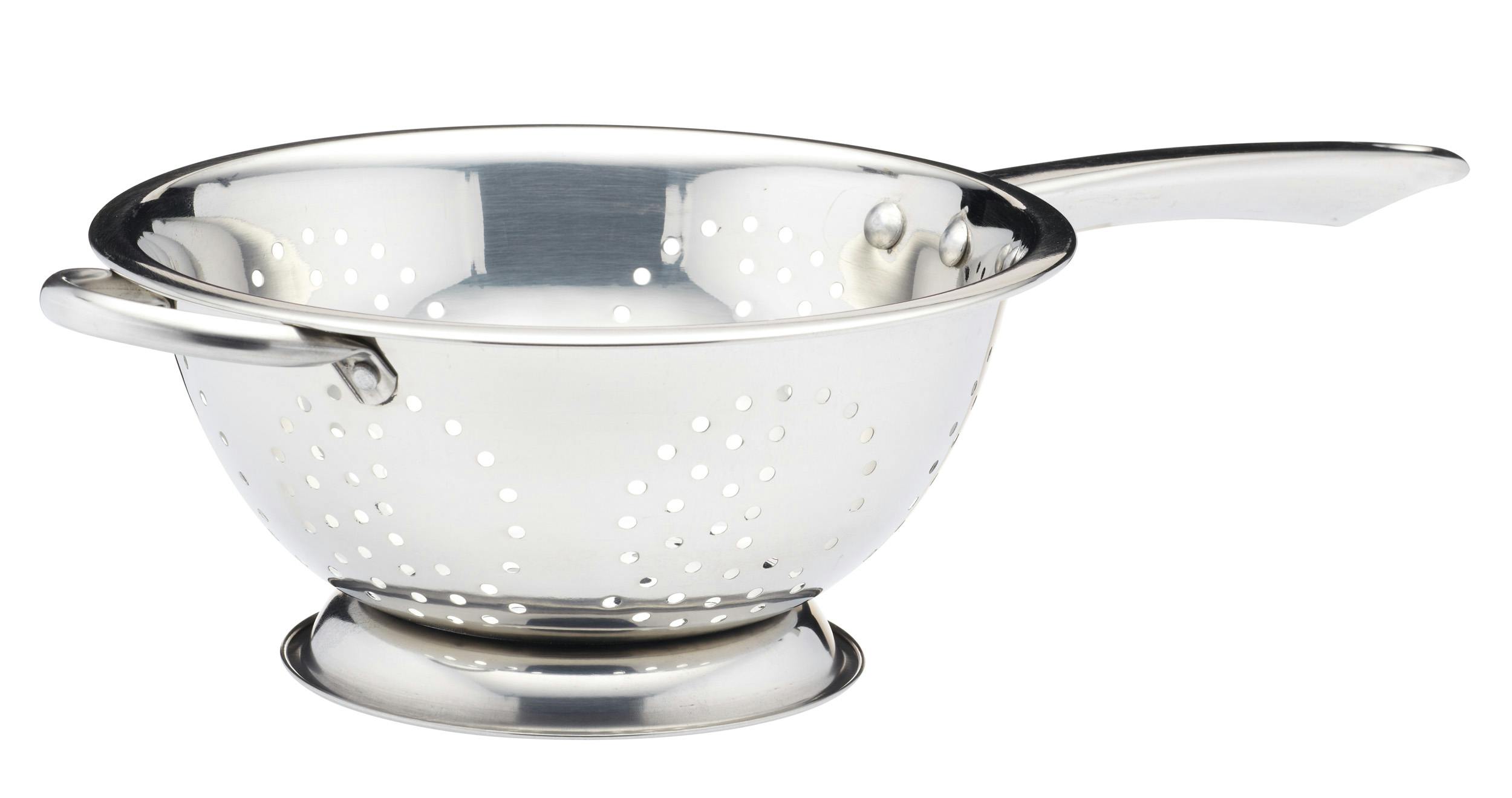 Rackhams Silver Stainless Steel 24Cm Long Handled Colander - Stainless Steel - Colander