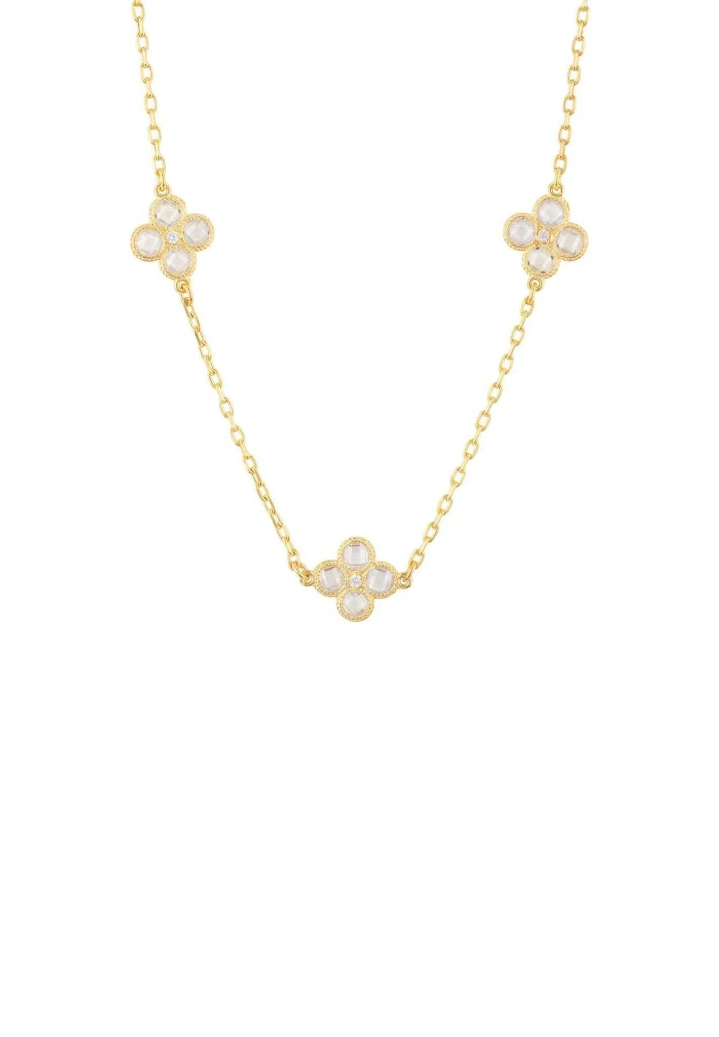 Latelita Gold Flower Clover Triple Choker Necklace