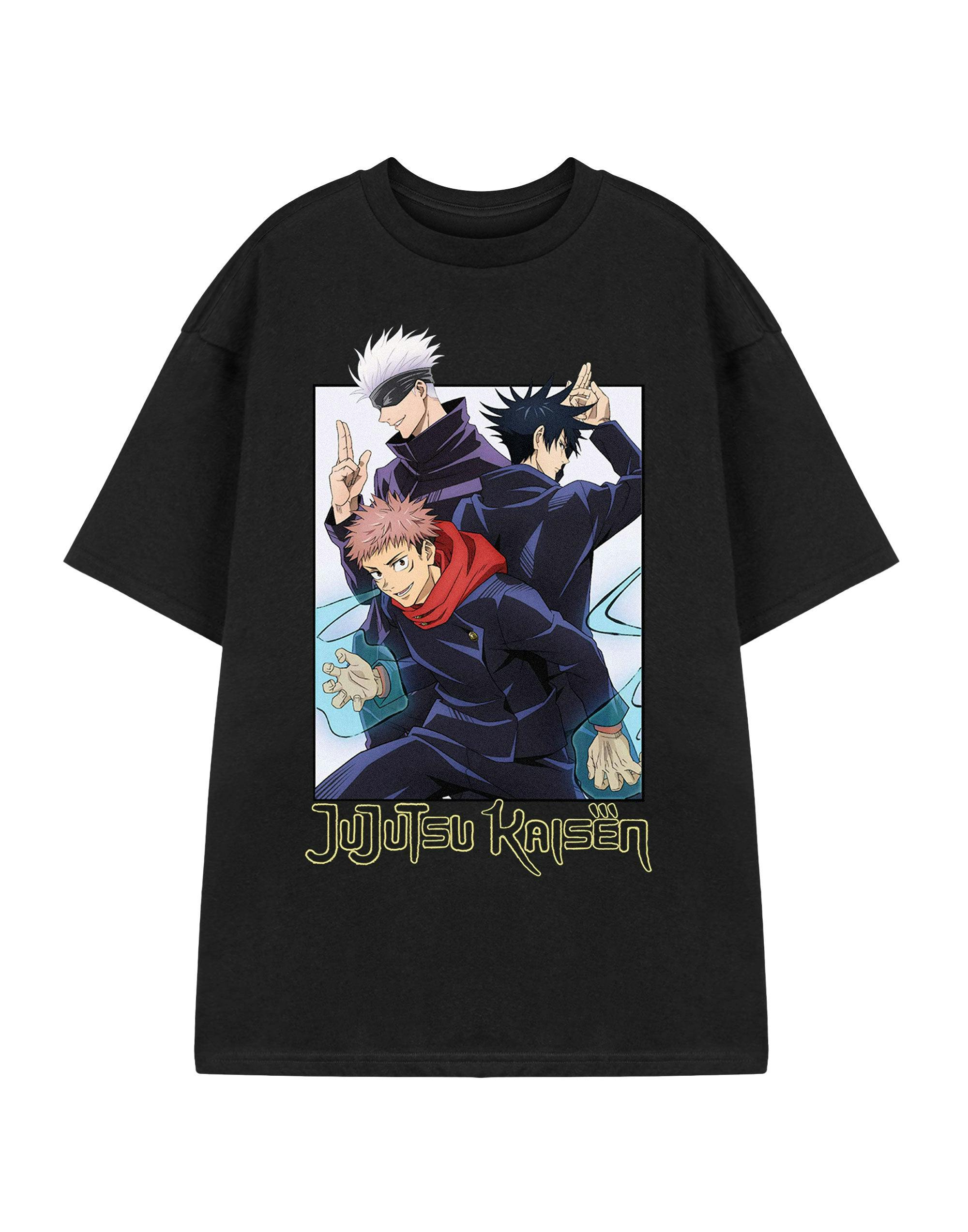 Vanilla Underground Men's Black Jujutsu Kaisen Group Short Sleeved T-Shirt - Large