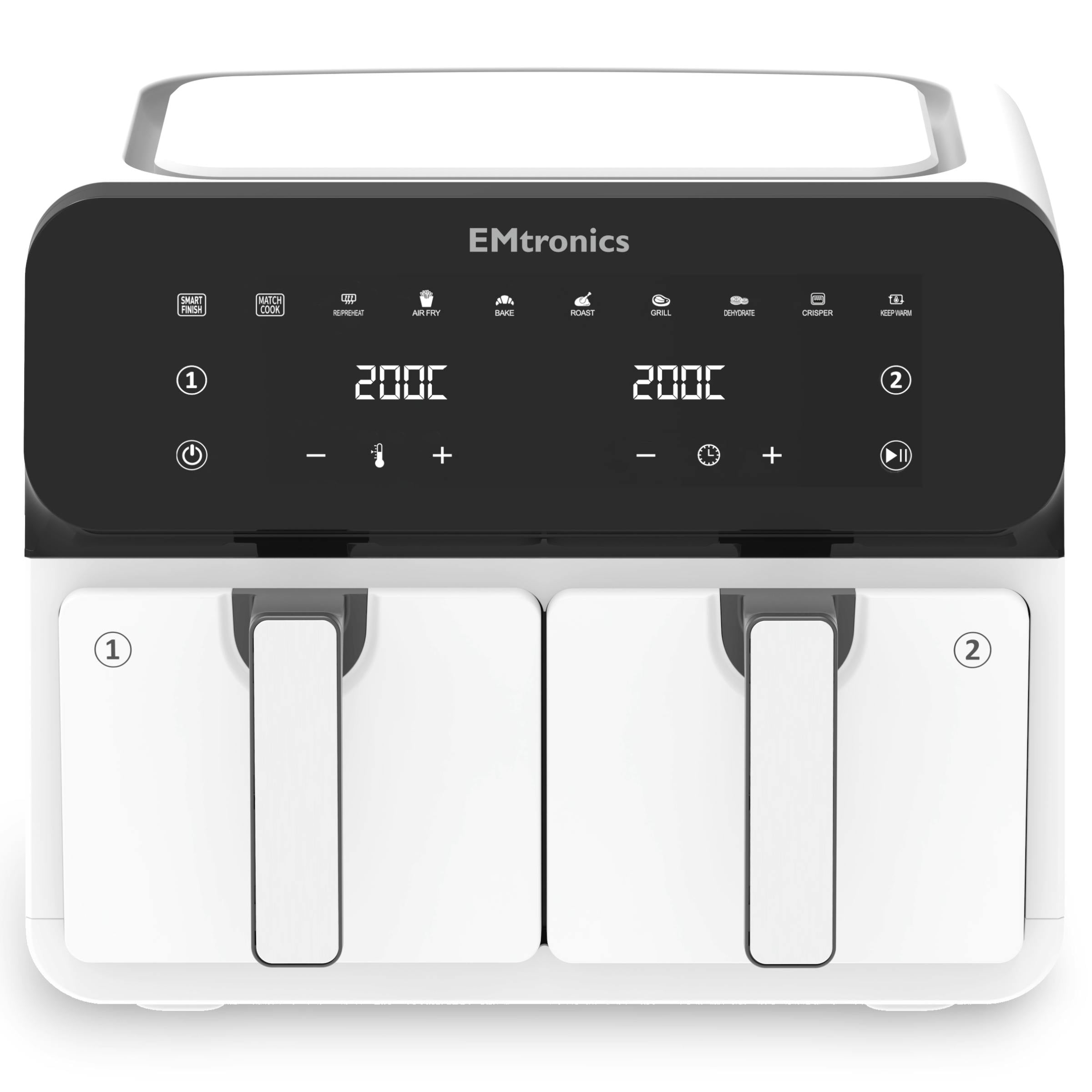 Emtronics White Dual Air Fryer 8 Litre