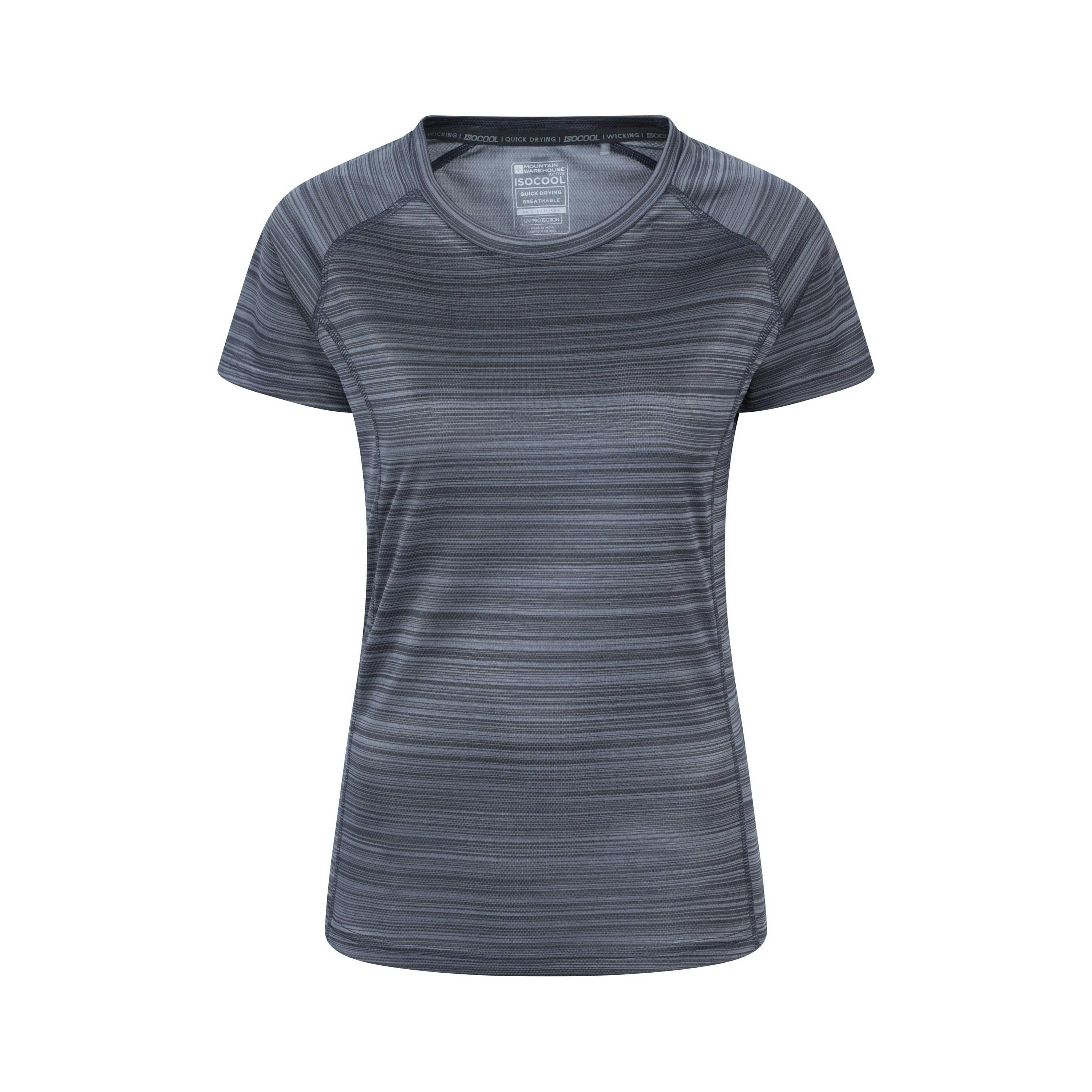 Mountain Warehouse Women's Dark/Grey / Endurance Striped T-Shirt - 8 Uk - 100% Polyester