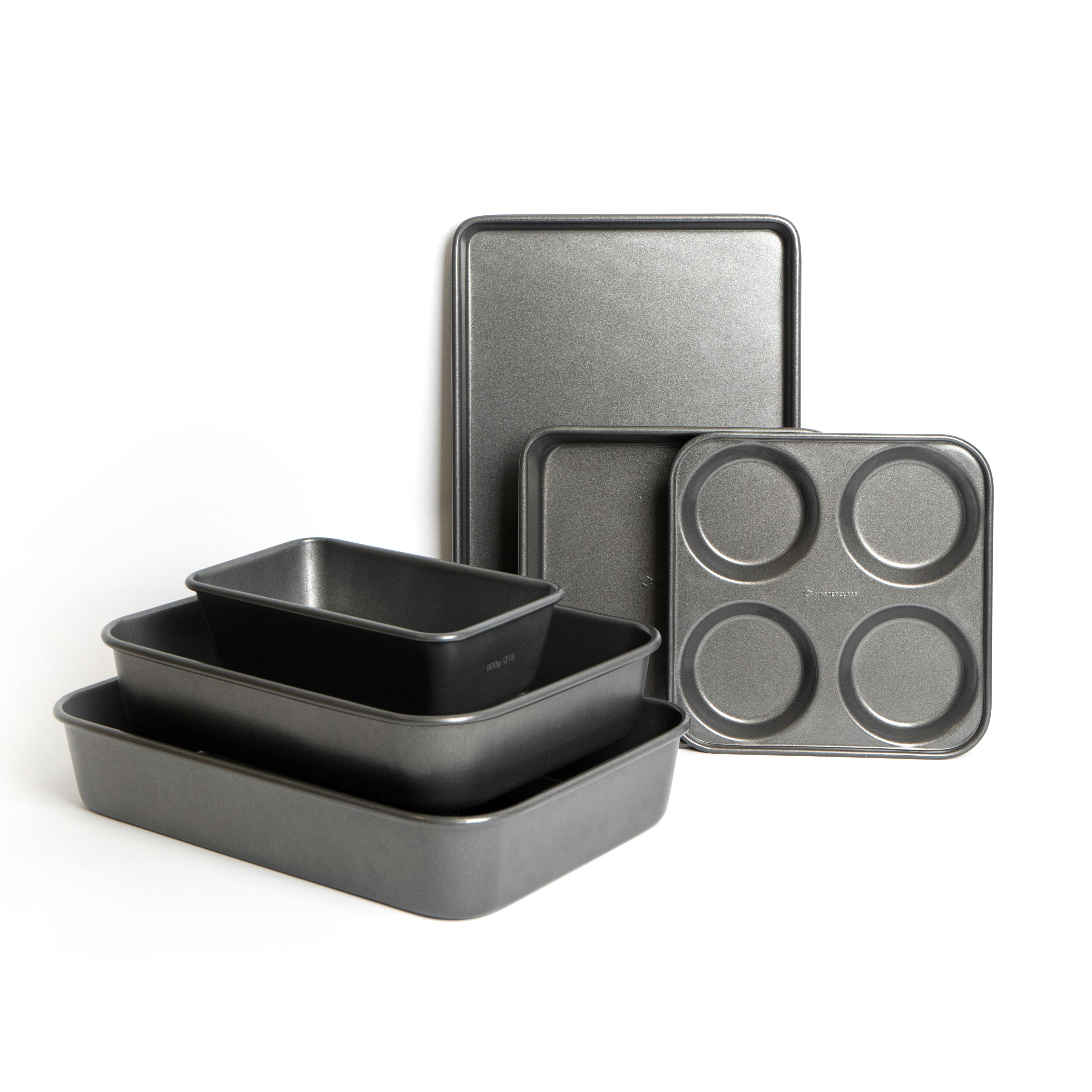 Rackhams Grey 6Pc Non-Stick Bakeware Set With 2X Baking Trays, Loaf Tin And Yorkshire Pudding Pan And 2X Roasting Pans - Carbon Steel - Bakeware Sets
