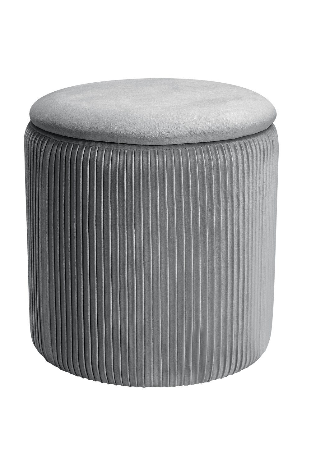 Living And Home Grey Maegan Velvet Round Storage Footstool