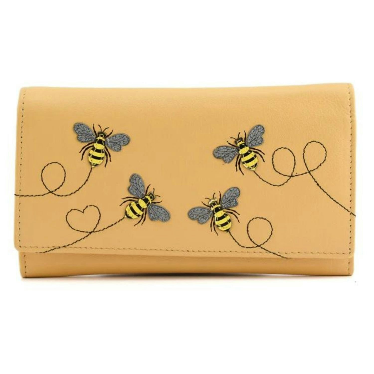 Mala Leather Yellow Suri Bumble Bee Matinee Leather Rfid Purse