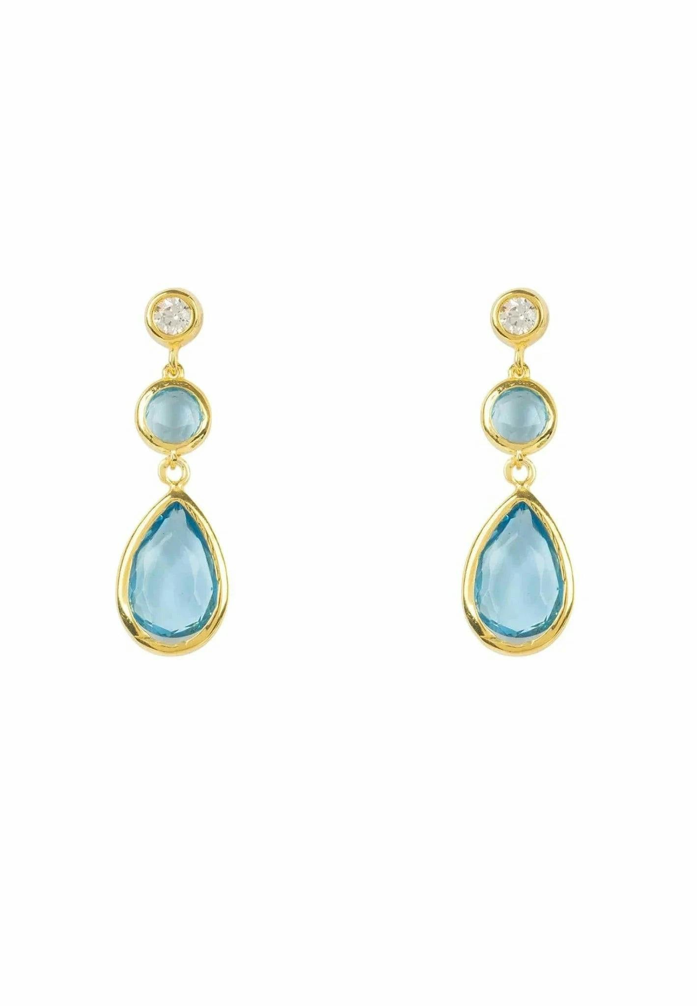 Latelita Gold/Blue Tuscany Gemstone Drop Earring Topaz