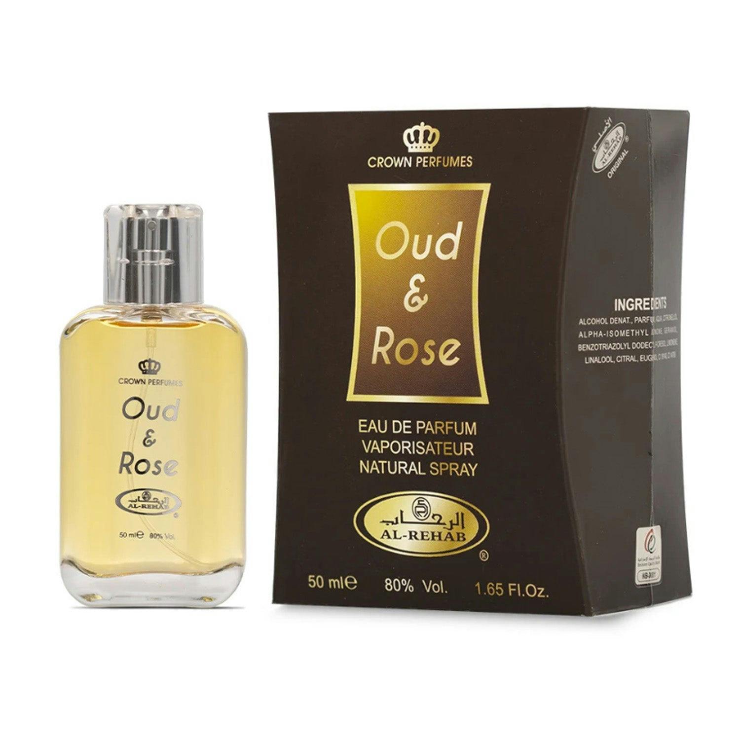 al rehab crown perfumes Oud & Rose 50ml EDP Spray in Black - Image 3