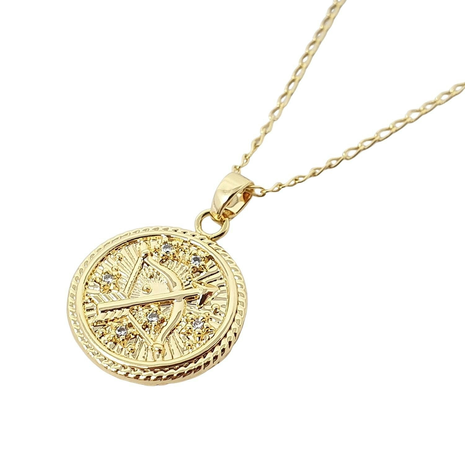 Harfi Gold Sagittarius Plated Zodiac Astrology Pendant Charm Necklace