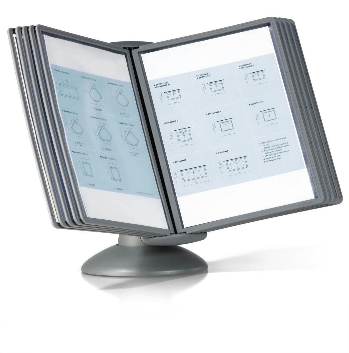 Rackhams Grey Sherpa Motion 360 Degree Desk Display Panel Stand | 10 Panels | A4