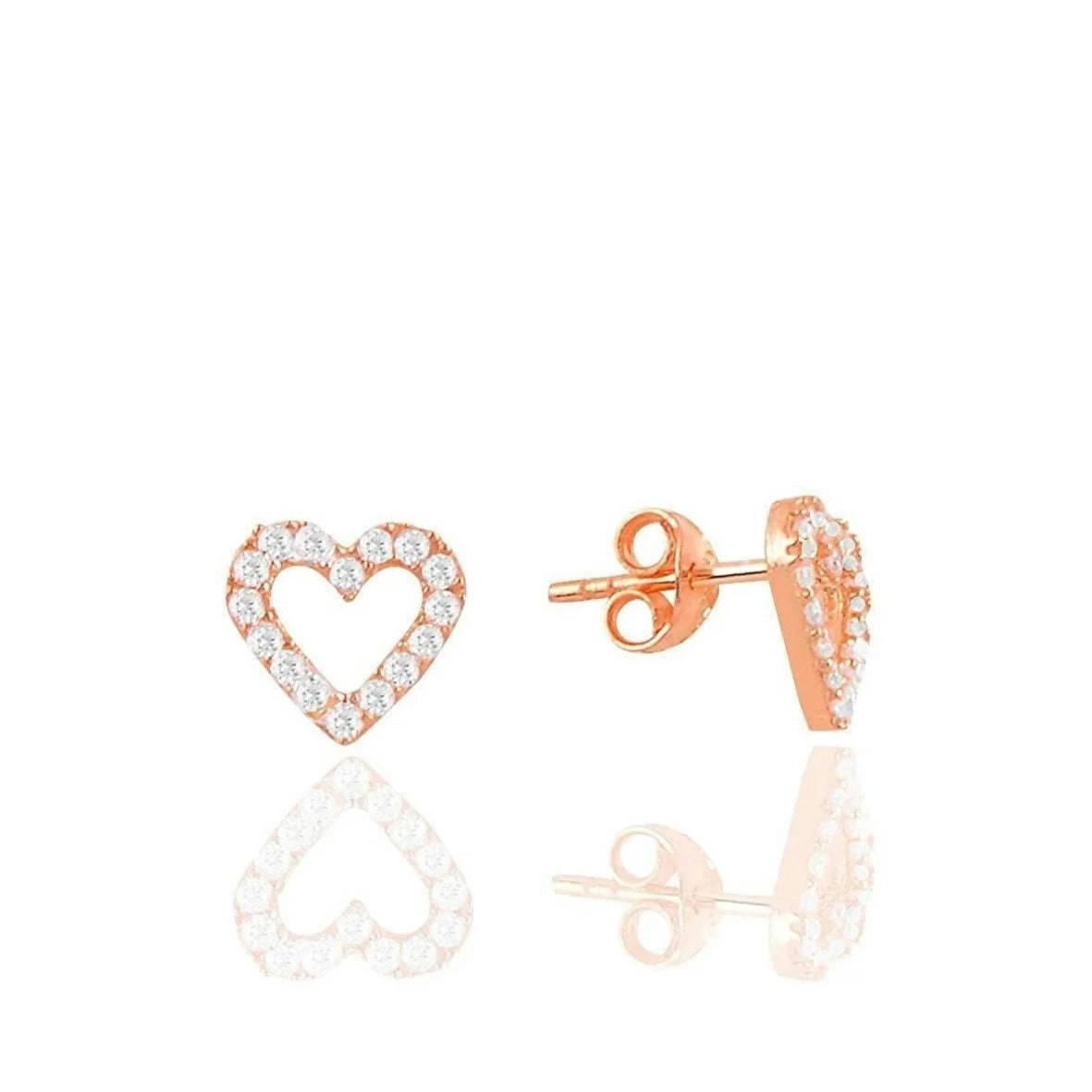 Spero London Silver/Gold Heart Sterling Stud Earrings - Rose - Rose