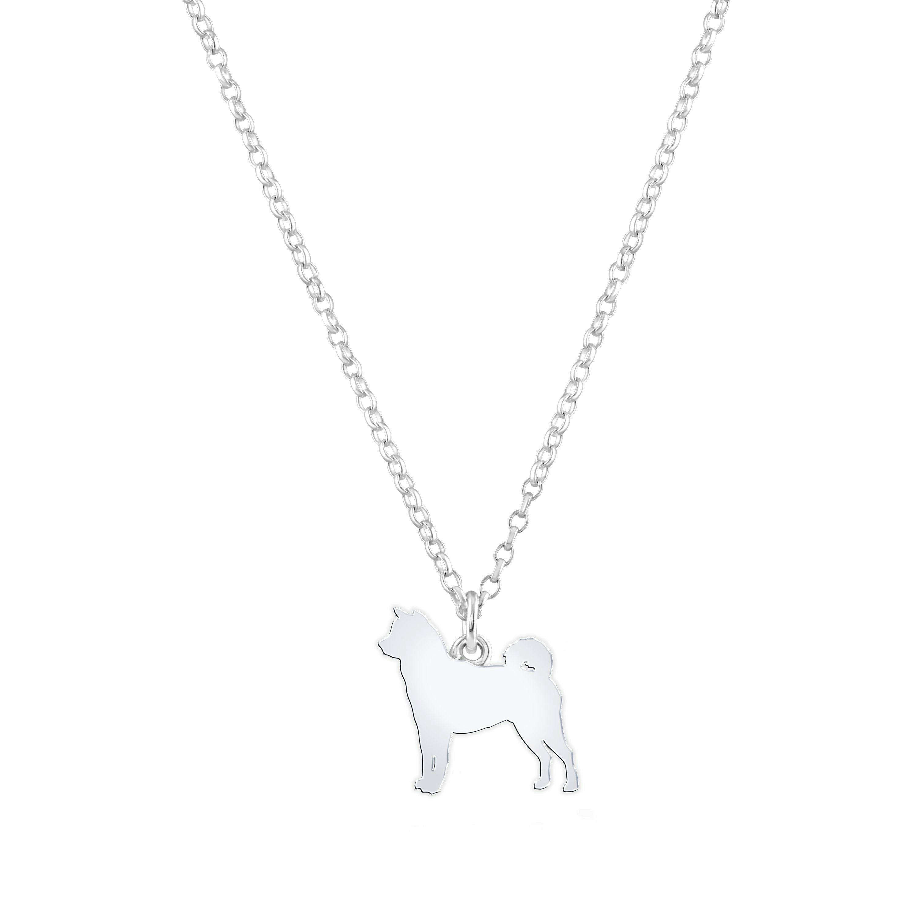 Mylee London Silver Akita Inu Silhouette Necklace - Personalised - Yes