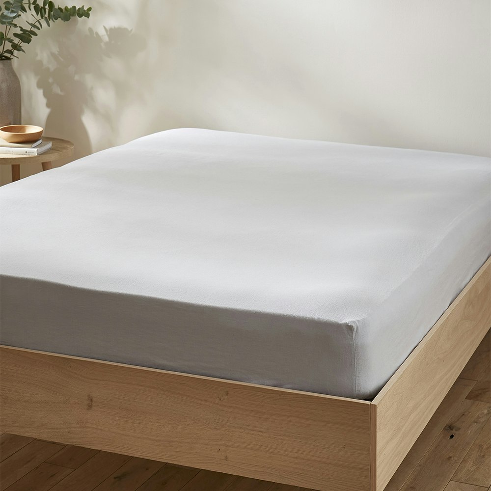 Martex Sky Blue Touch Of Linen Fitted Sheet - Super King