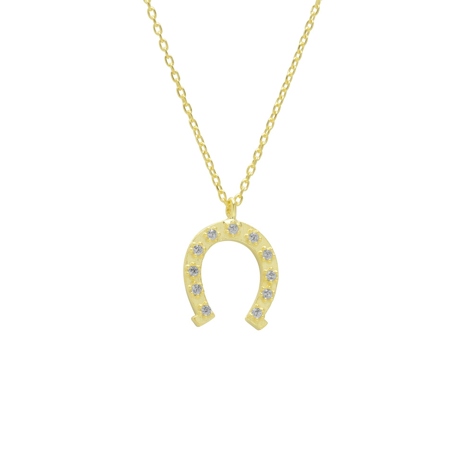 Spero London Silver/Gold Sterling Horseshoe Equestrian Necklace