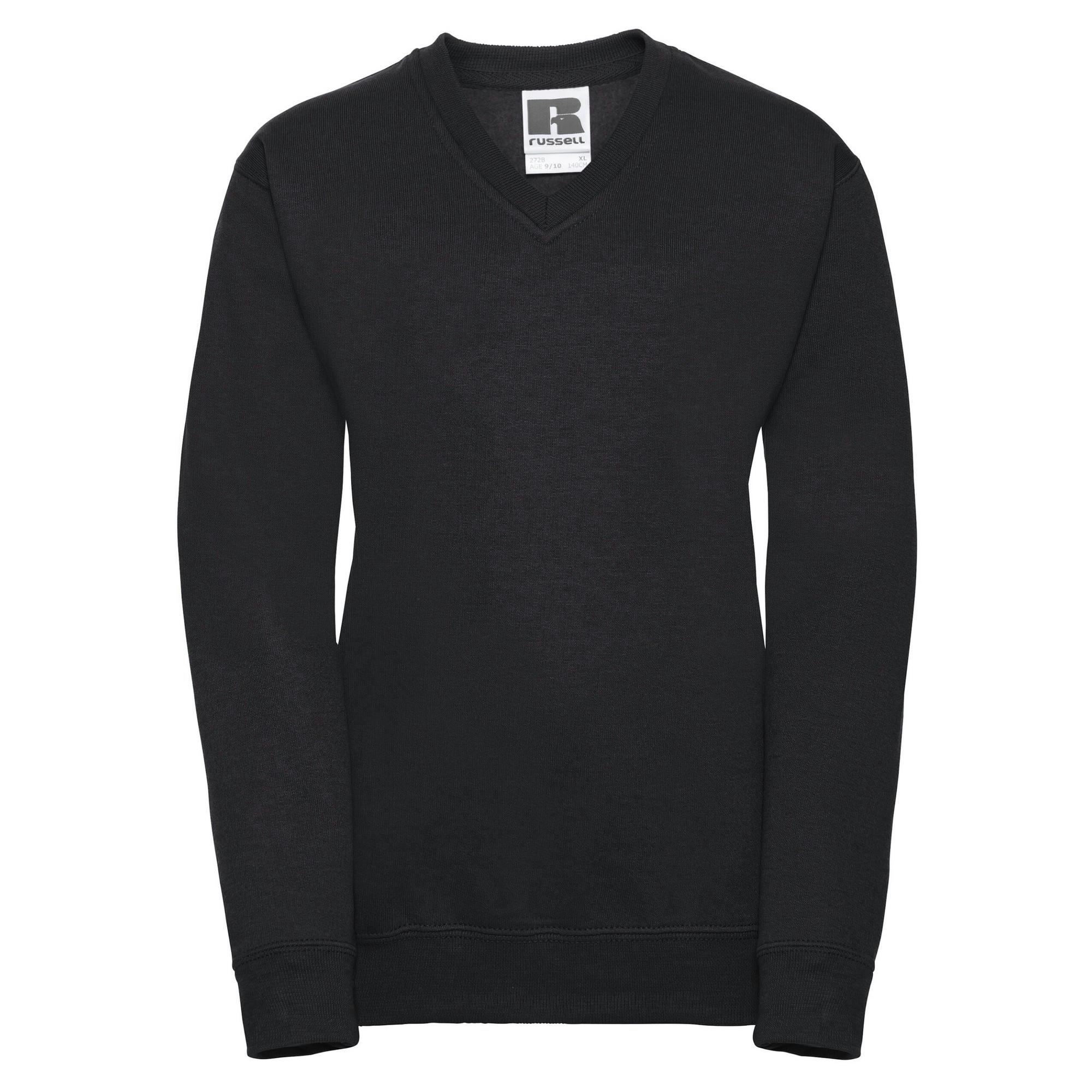 Russell Collection Black Childrens/Kids V Neck Sweatshirt - 11-12 Years