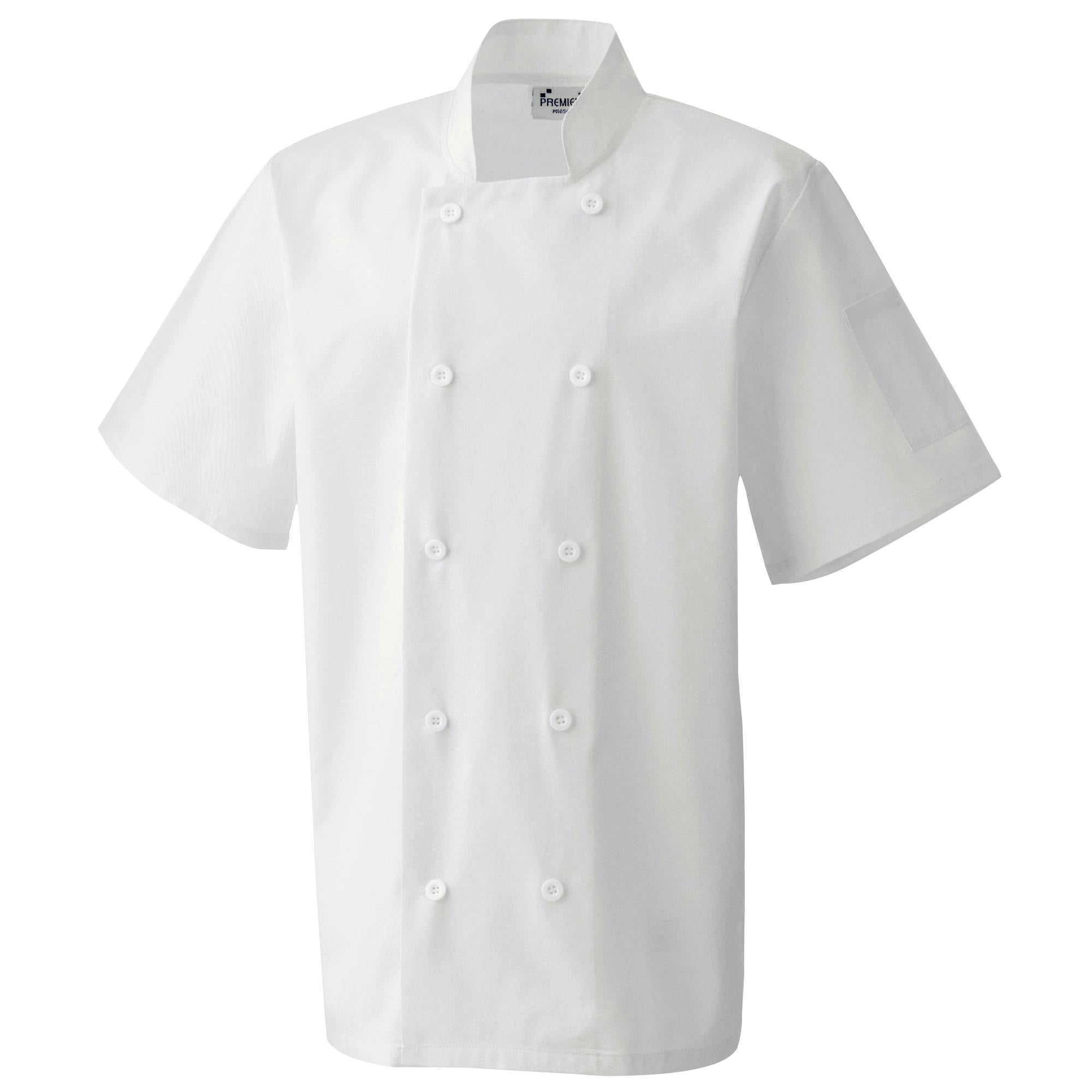 Premier Men's White Short Sleeved Chefs Jacket Workwear Pack Of 2 In | : Medium - Image 2