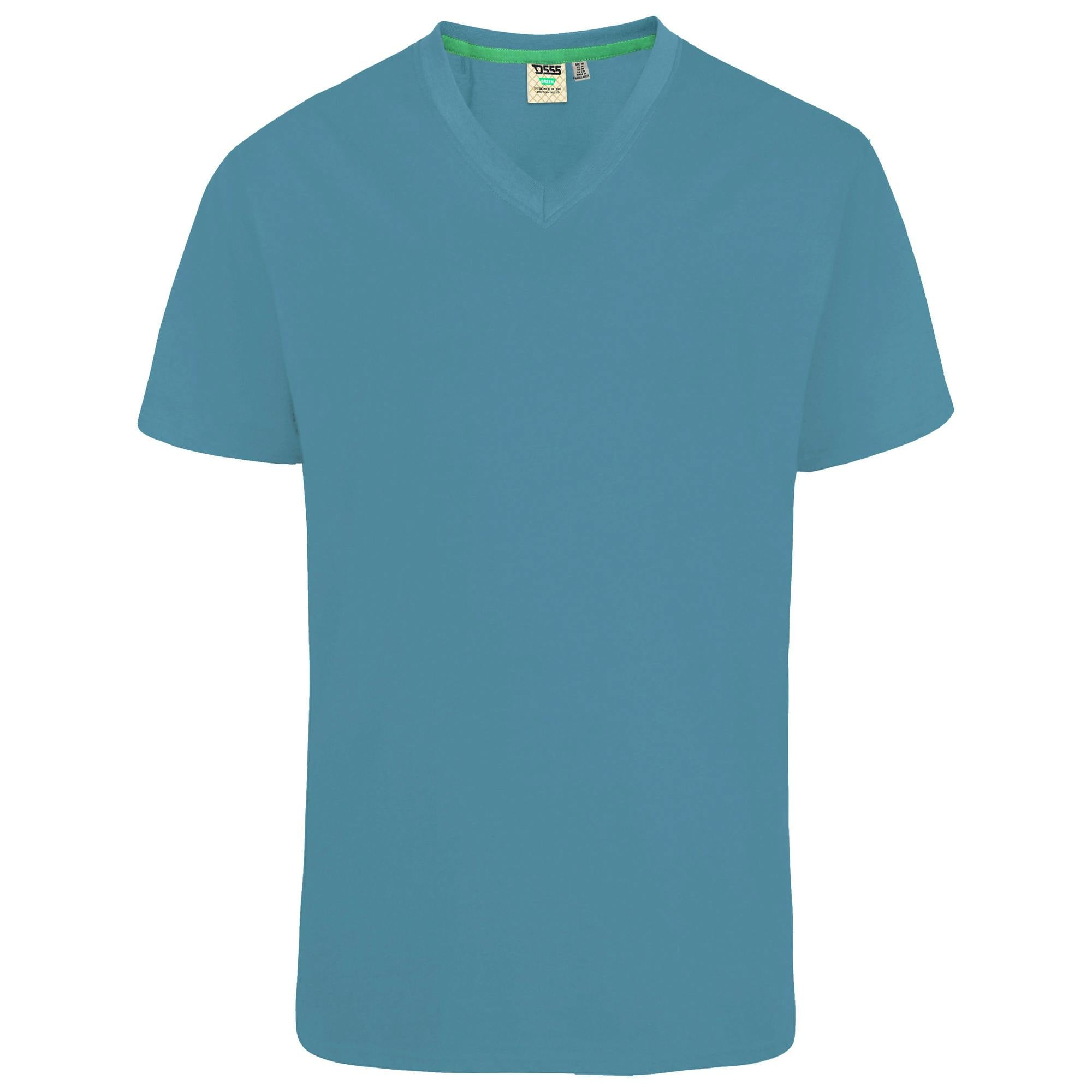 Duke Men's D555 Signature 2 V Neck T-Shirt - Teal - L - Teal - 100% Cotton