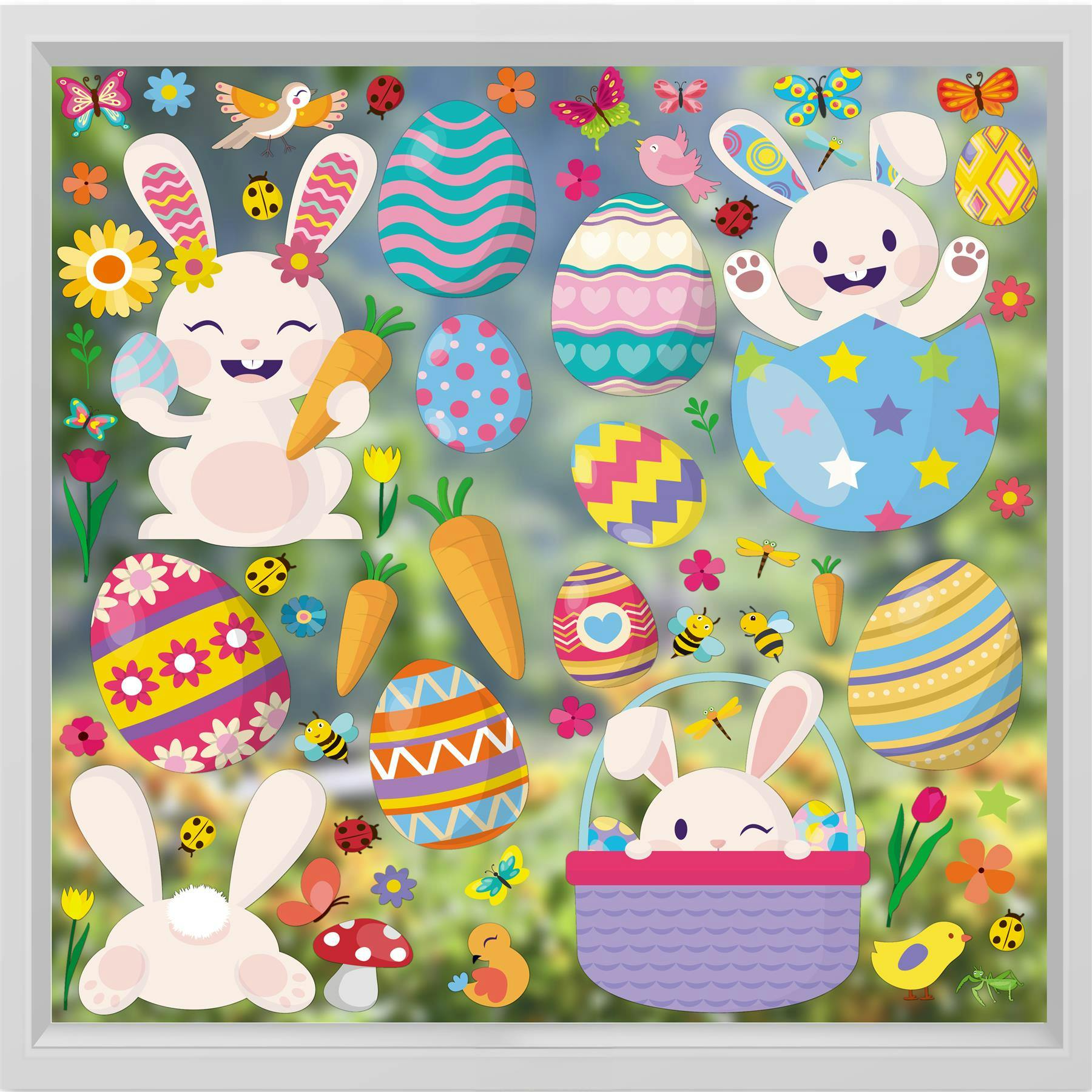 Walplus Wsw6001- Happy Bunnies Easter Window Clings