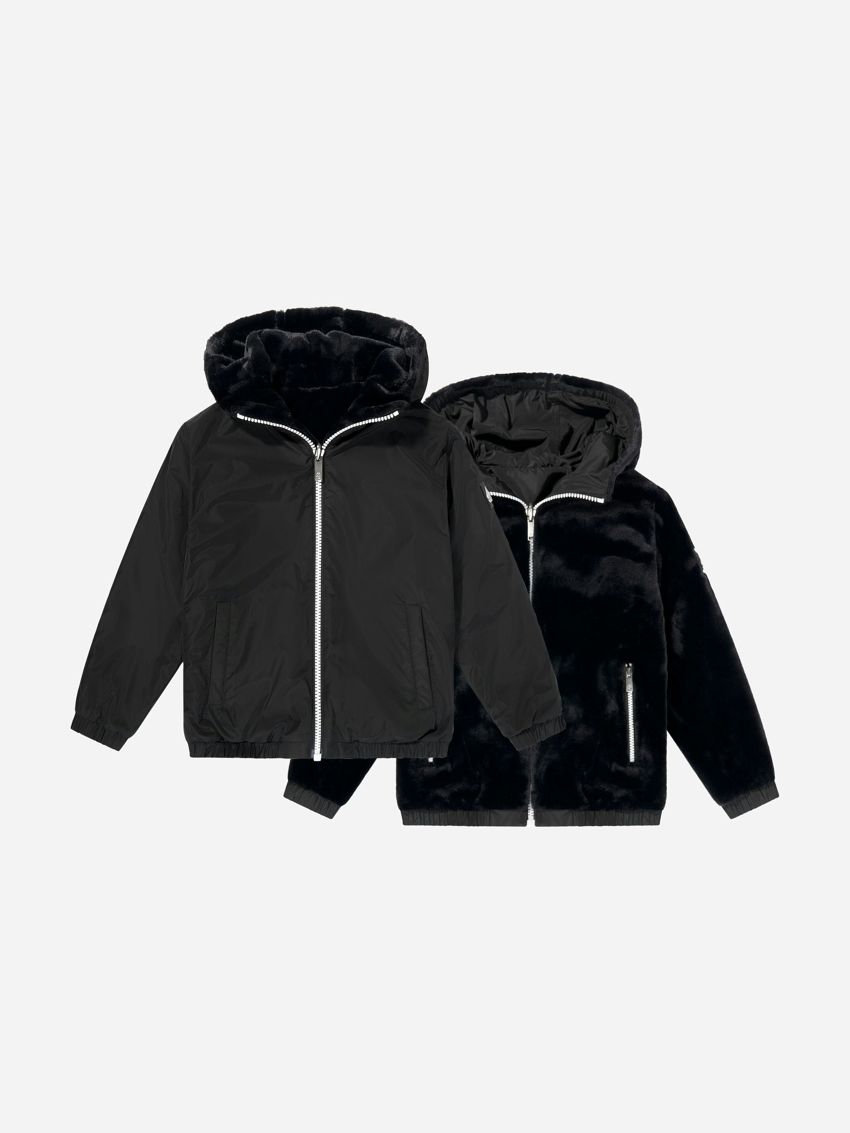 Moose Knuckles Boys Black Kids Simcoe Reversible Bunny Jacket In - S 7 - 9 Yrs