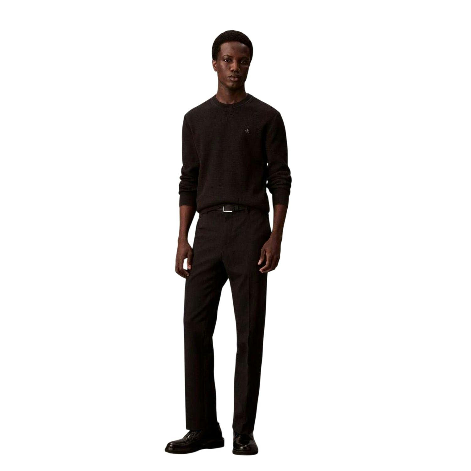 Calvin Klein Men's Black Waffle Knit Jumper - Xxl - 100% Cotton