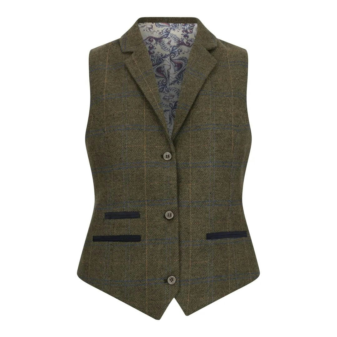 Truclothing Women's Green Tpstz71 - Olive Tweed Blazer Waistcoat - Uk 12 - Waistcoat