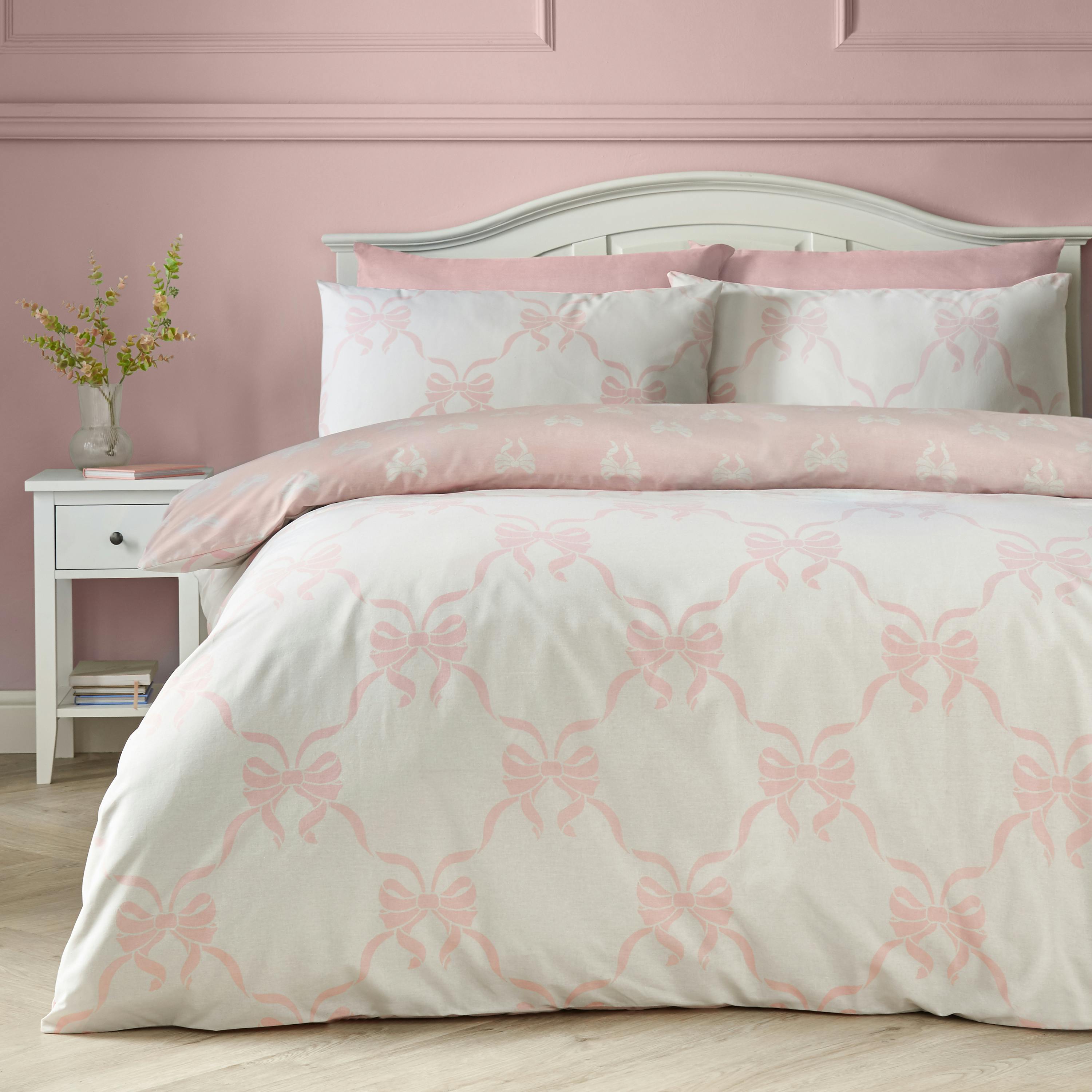 Rackhams Pink Pretty Bows Reversible Duvet Cover Set - Single