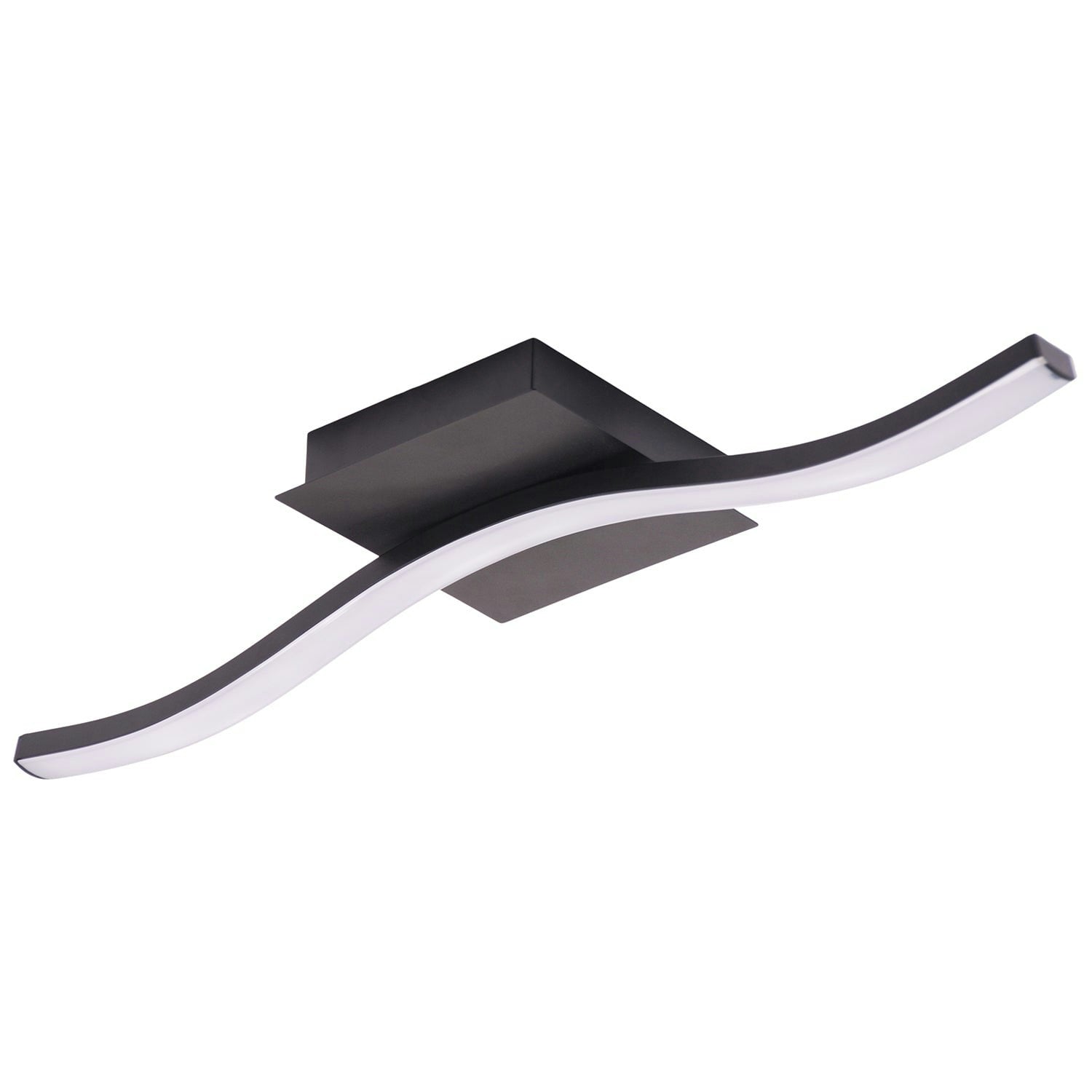 Rackhams Light/Black Contemporary Designer Single Wavy Strip Led Ceiling Fitting In Matte