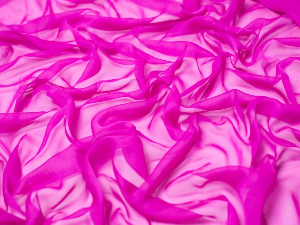 Minerva Core Range Pink Minerva Cationic Sheer Chiffon Fabric - Plain Design Dressmaking Fabric, 145 Cm / 58" Wide - Per Metre - Cerise