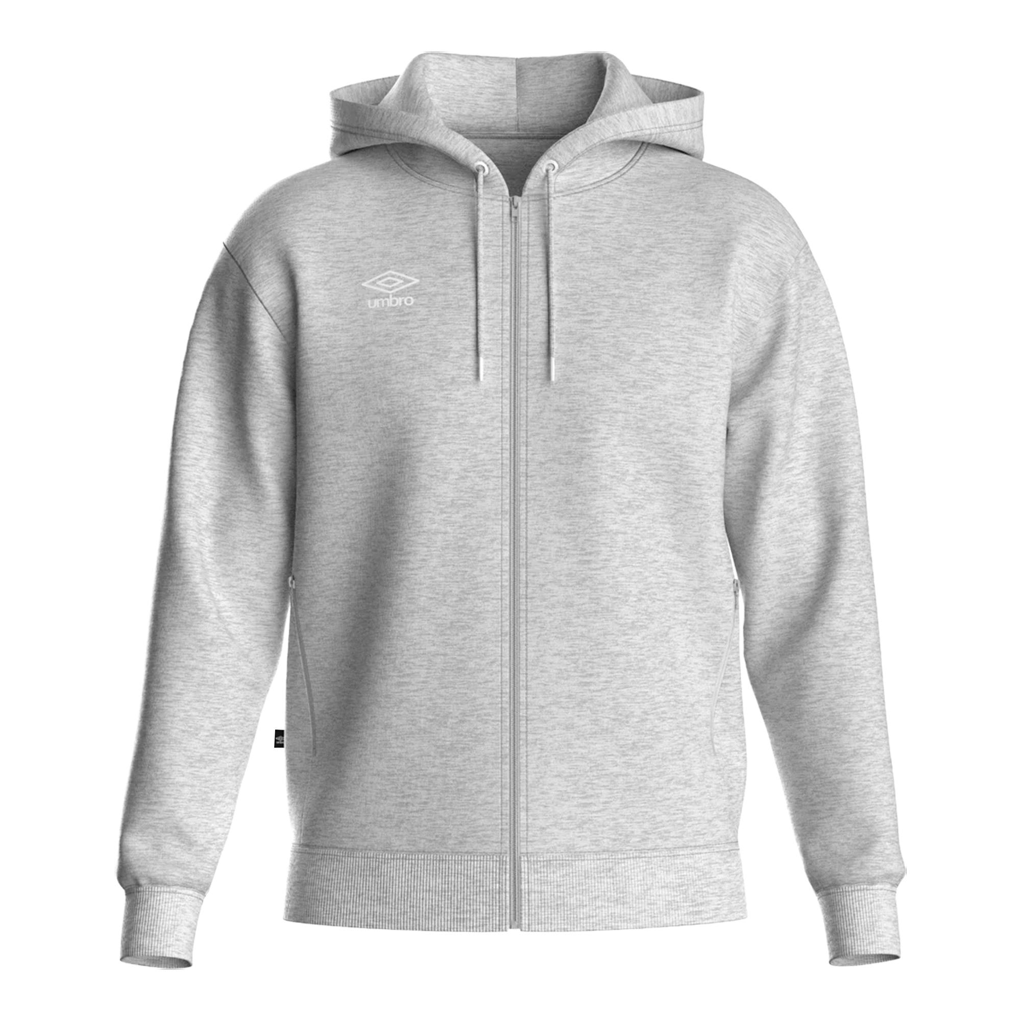 Umbro Men's Grey/White Club Leisure Full Zip Hoodie - Marl/ - Marl/ - Xxl - 80% Cotton/20% Polyester