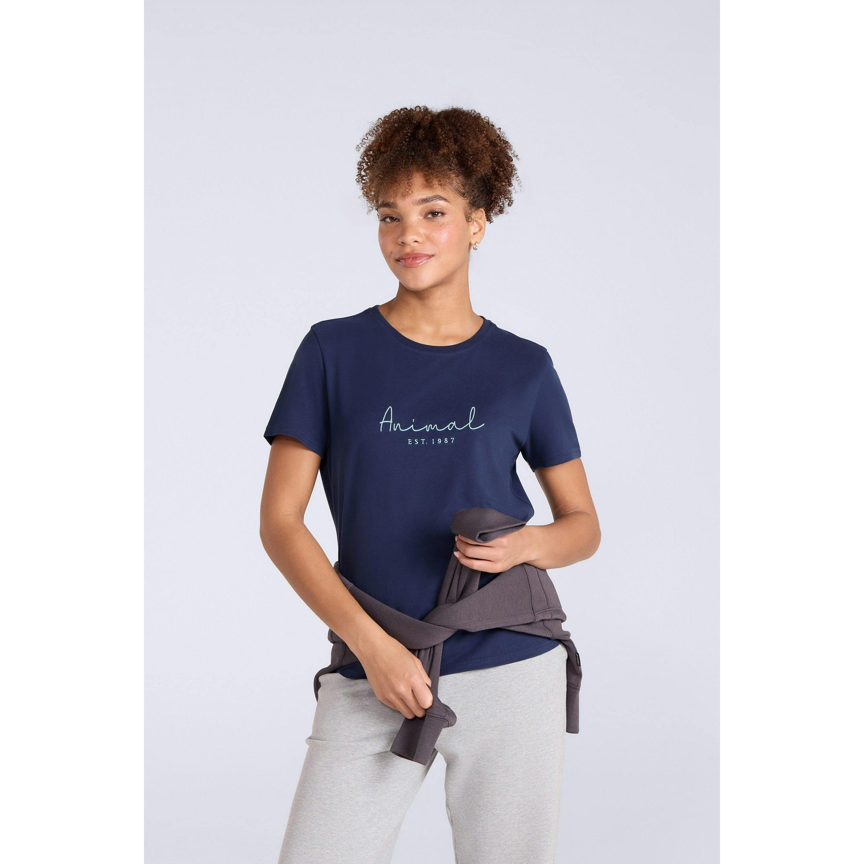 Animal Women's Cobalt Marina Logo Organic T-Shirt - 20 Uk - 100% Organic Cotton